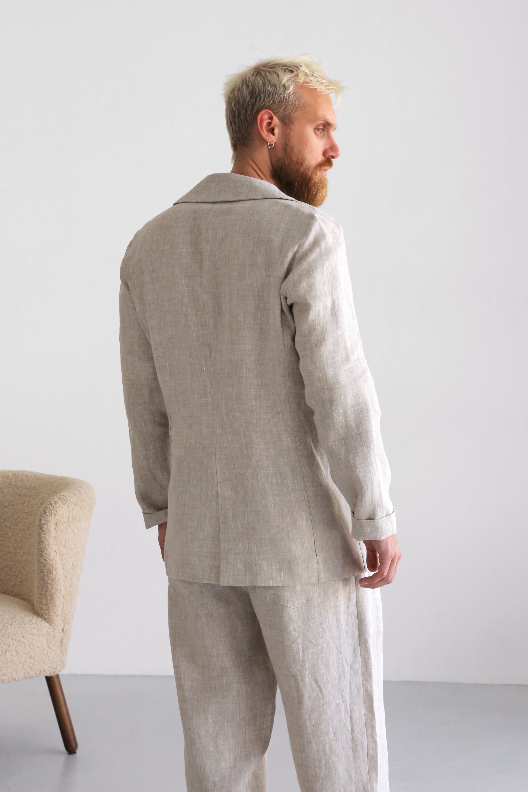 Men’s Linen Jacket LARCH in Terracotta