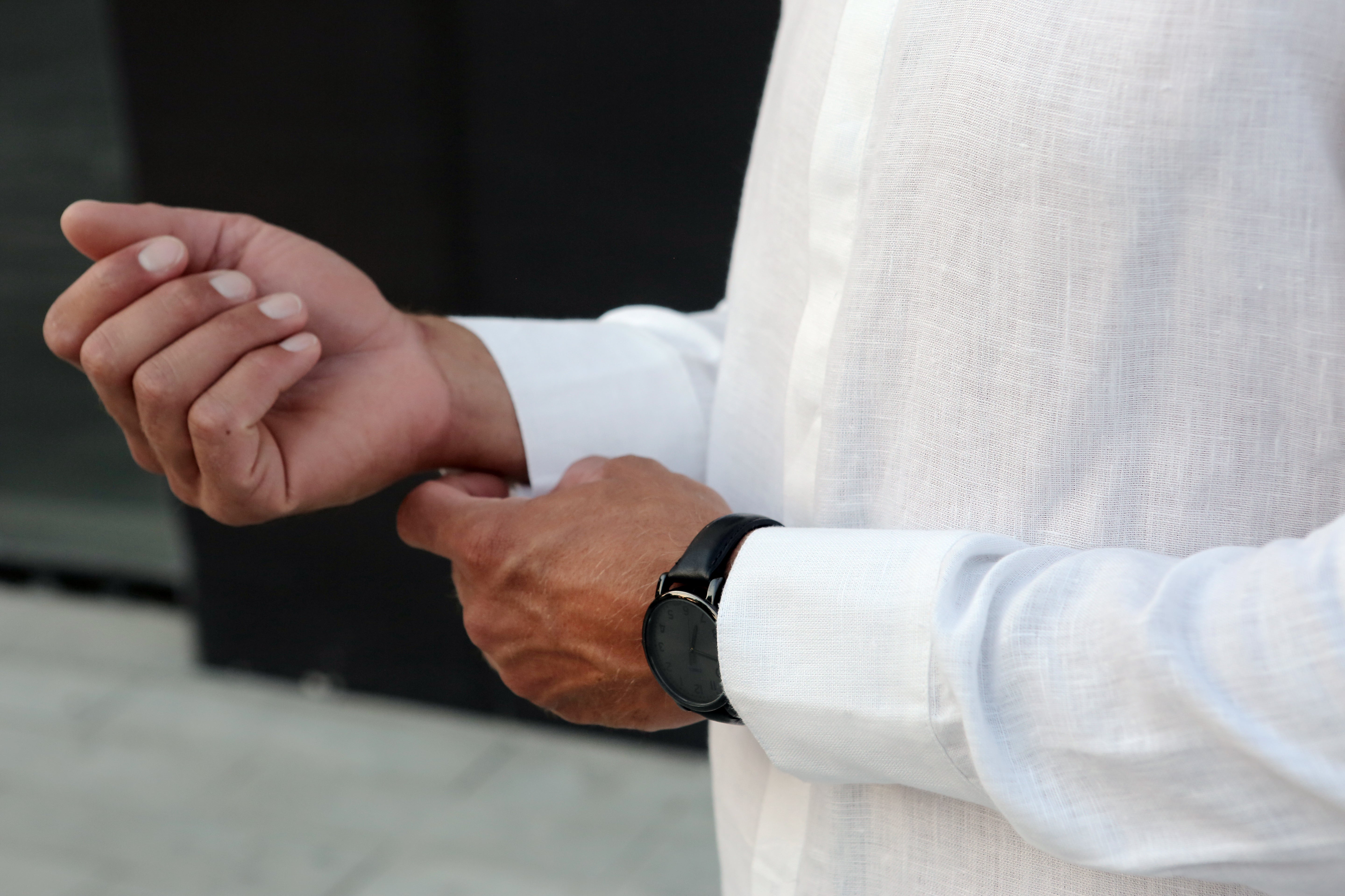 Men’s Linen Shirt OLIVE in White