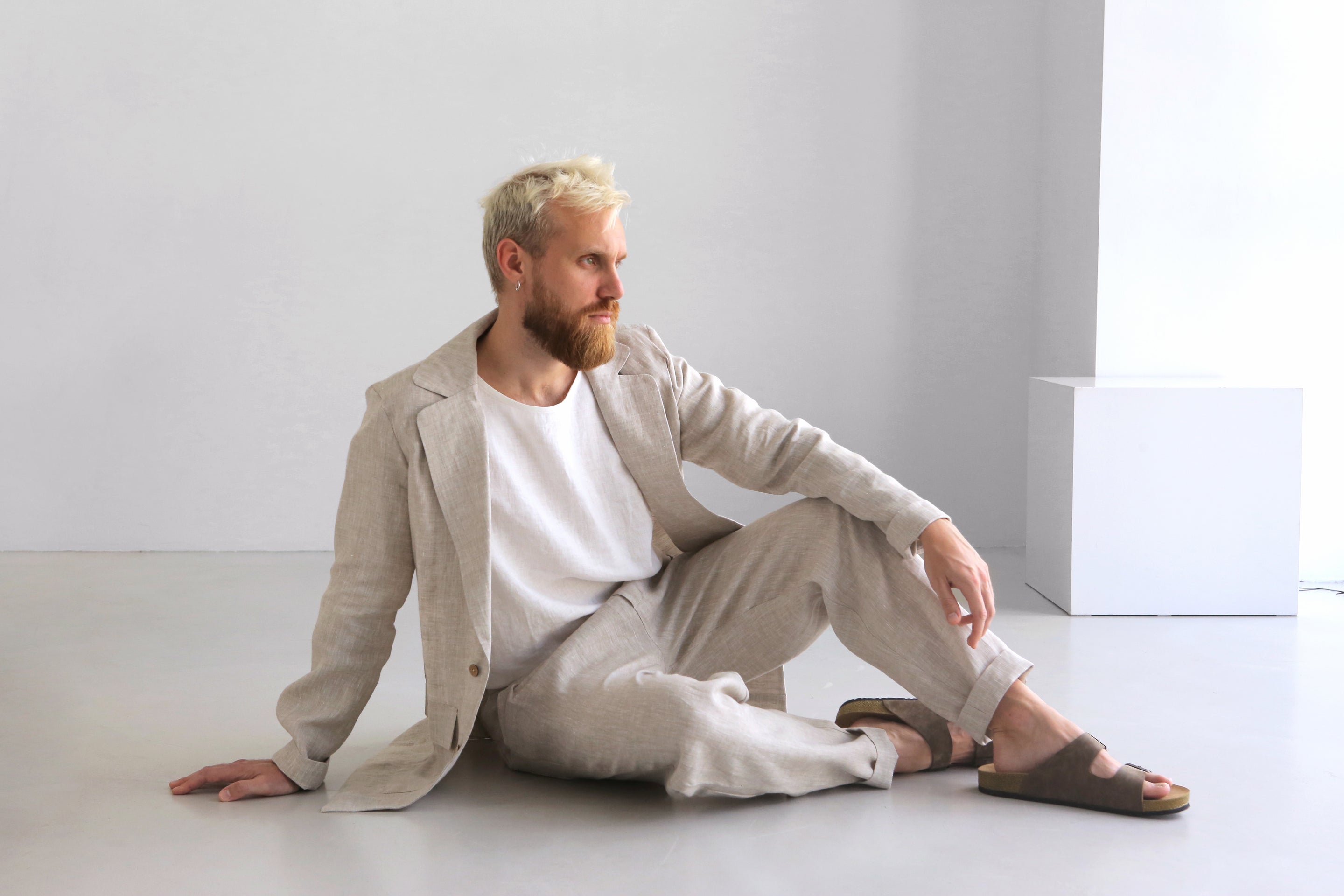 Men’s Linen Jacket LARCH in Beige