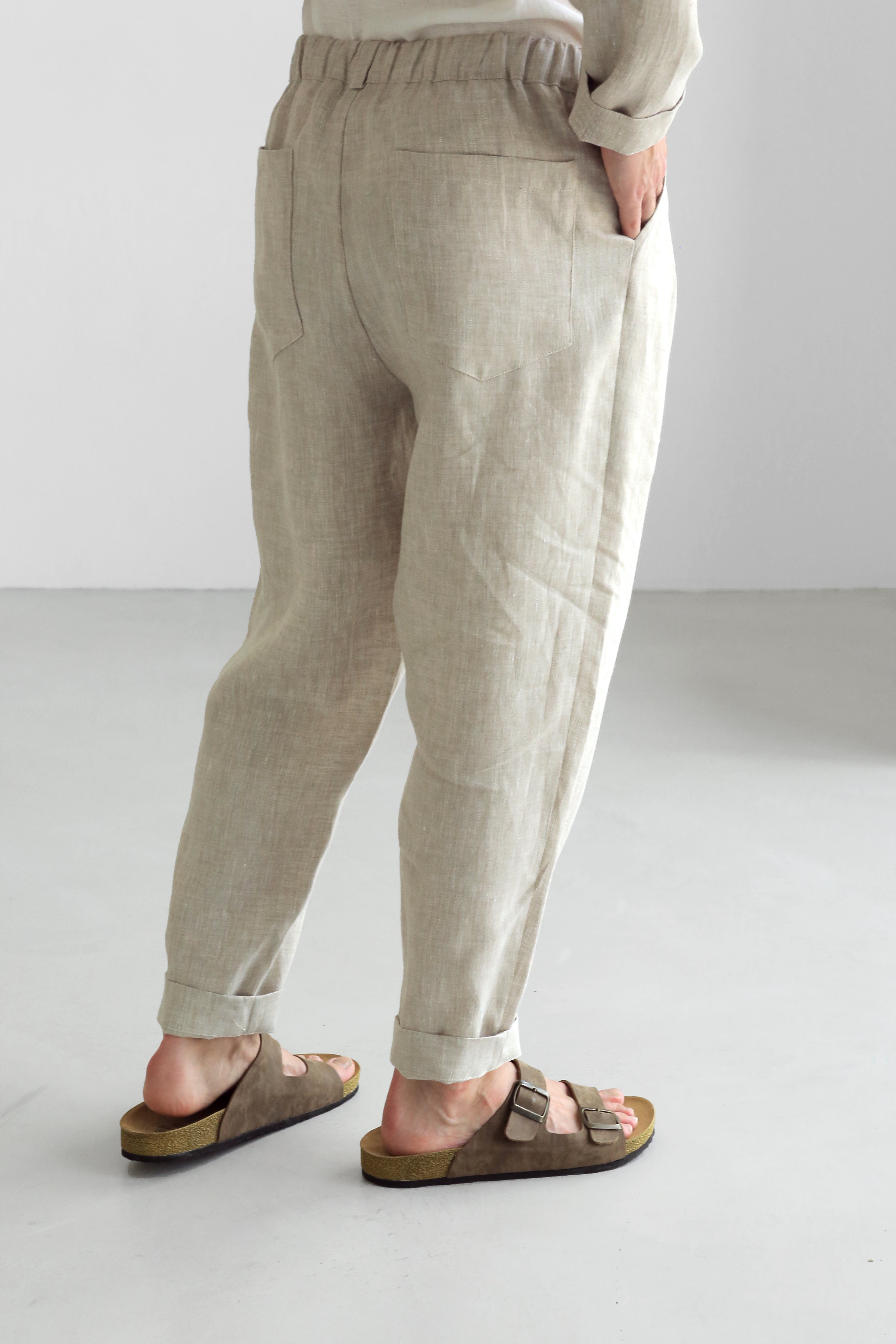 Loose Pleated Pants CEDAR in Beige