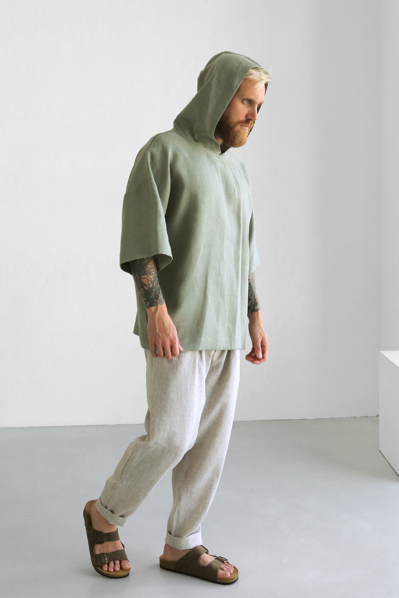BEVAN UP Linen Brown Hooded Jacket 【公式通販】