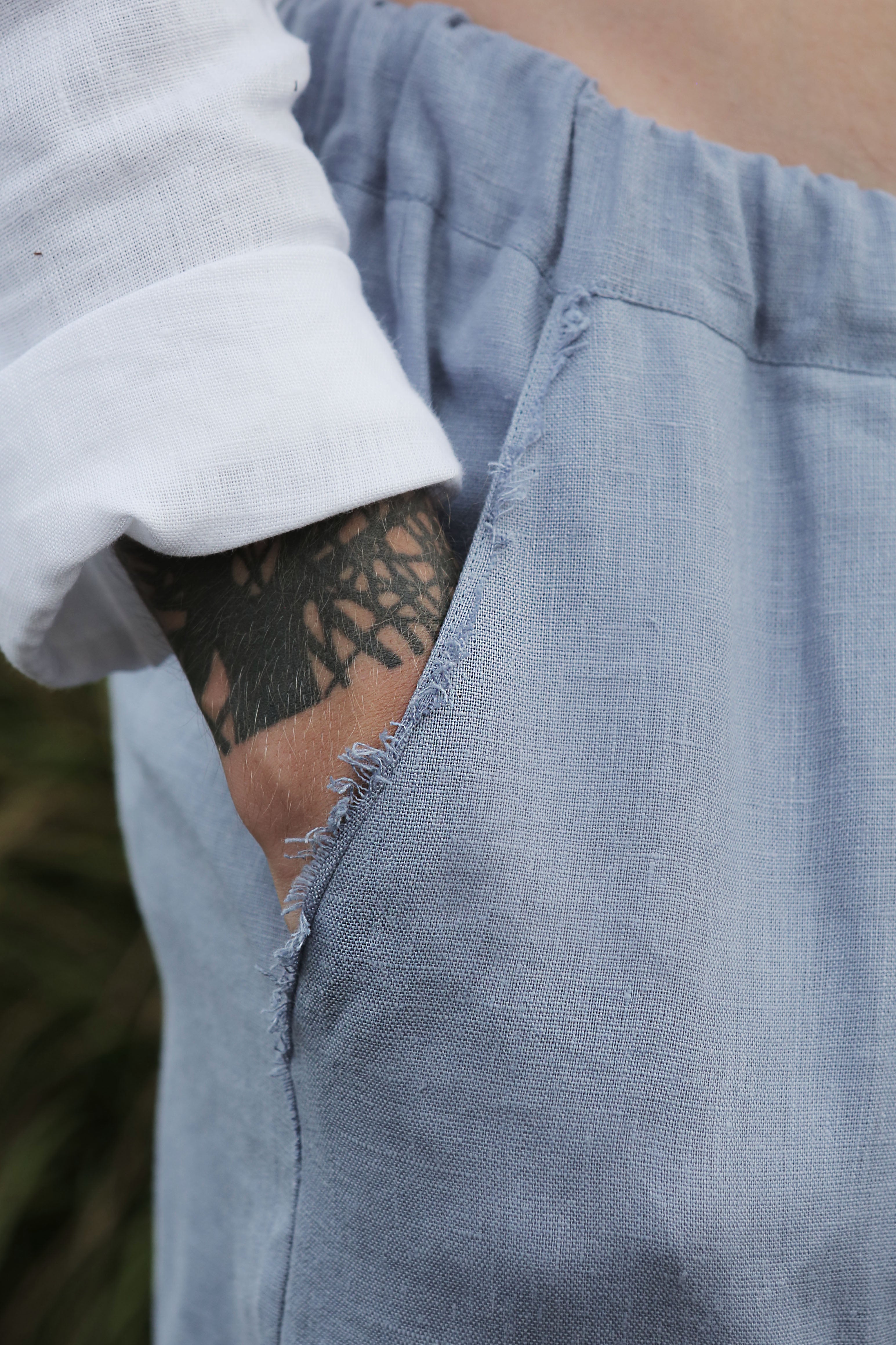 Men’s baggy linen pants HAWTHORN in Light grey