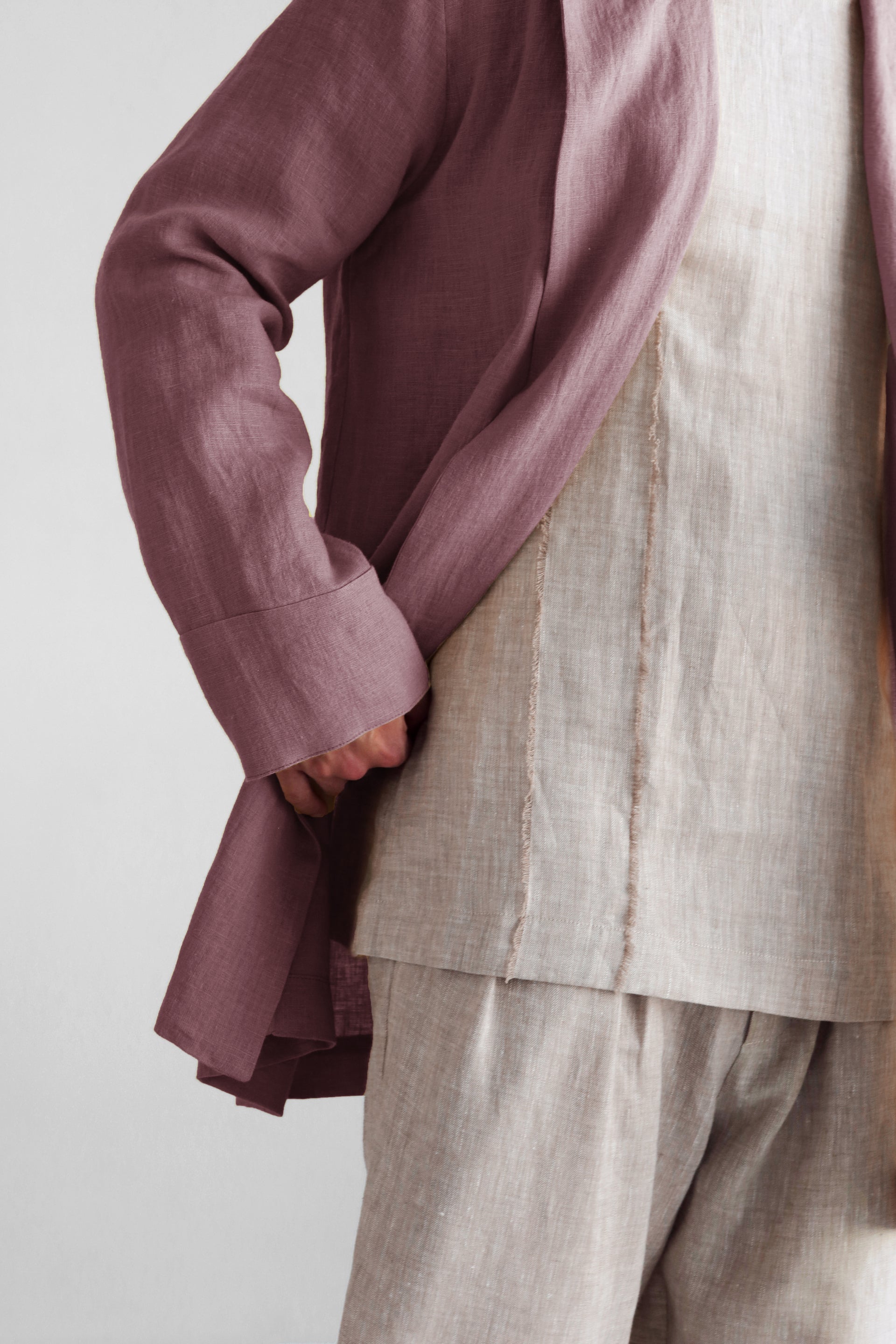 Men’s Linen Cardigan WALNUT in Latte