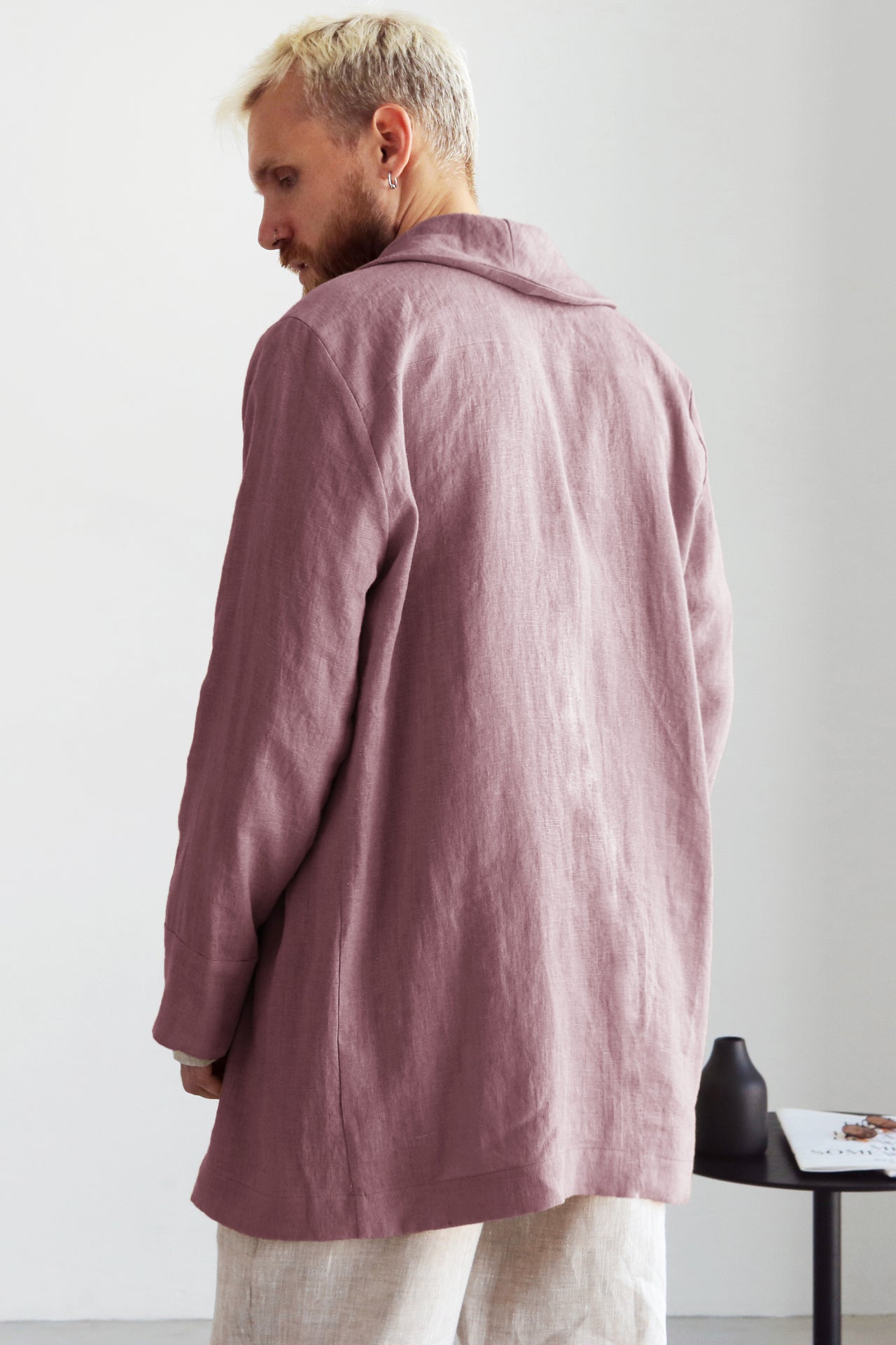 Men's Linen Cardigan WALNUT - IN STOCK