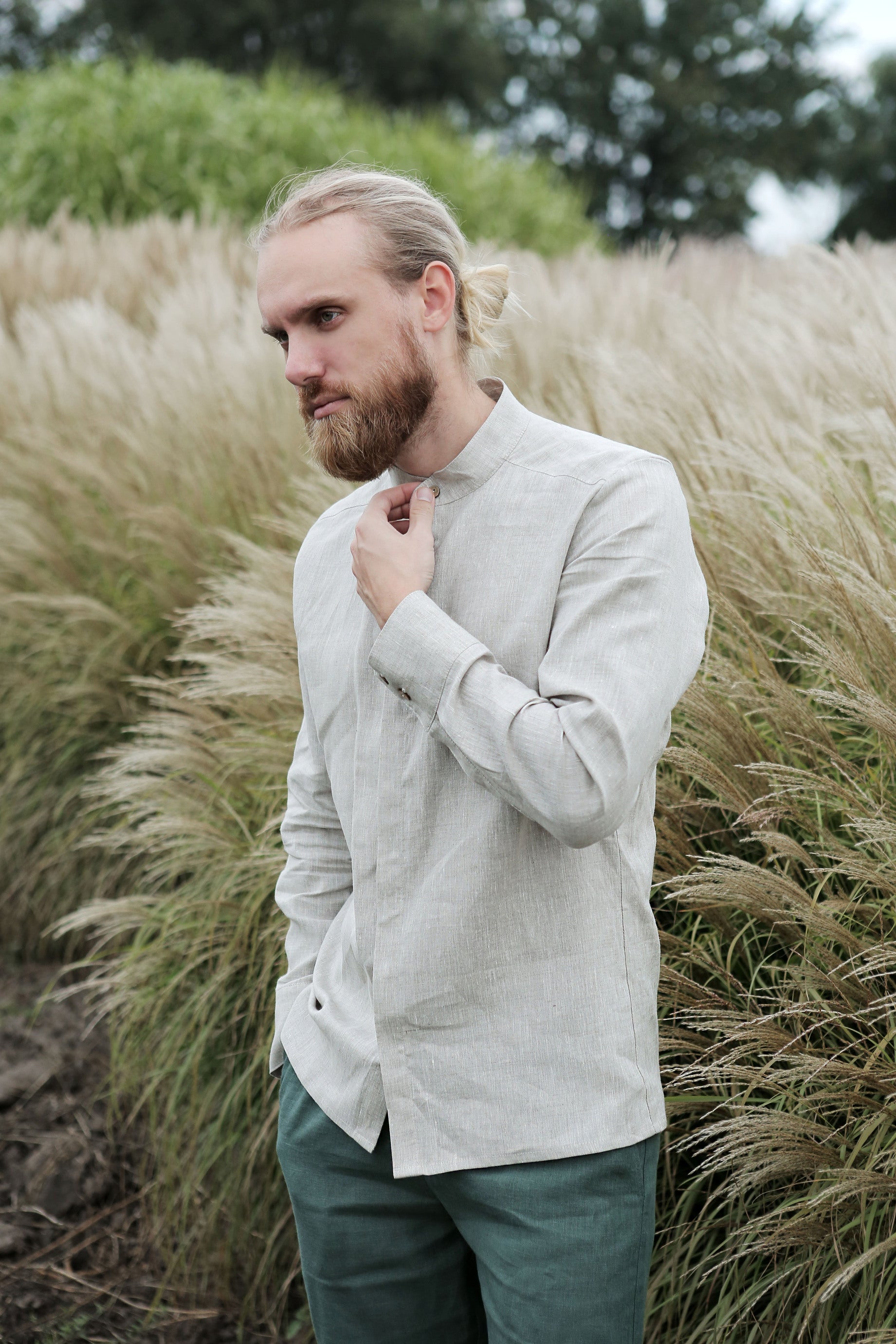 Men’s Linen Shirt OLIVE in Beige