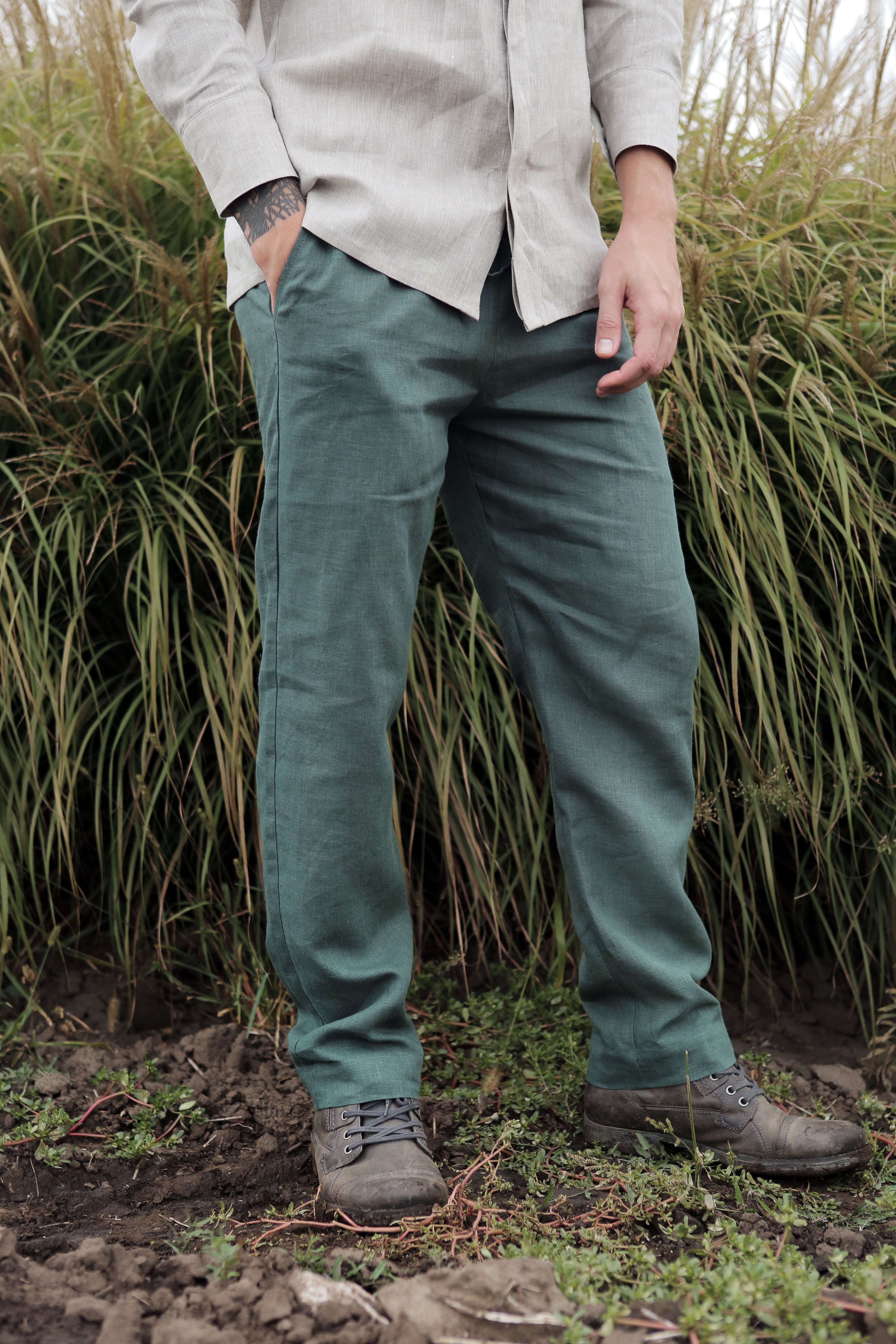 Men’s linen pants ASH in Green