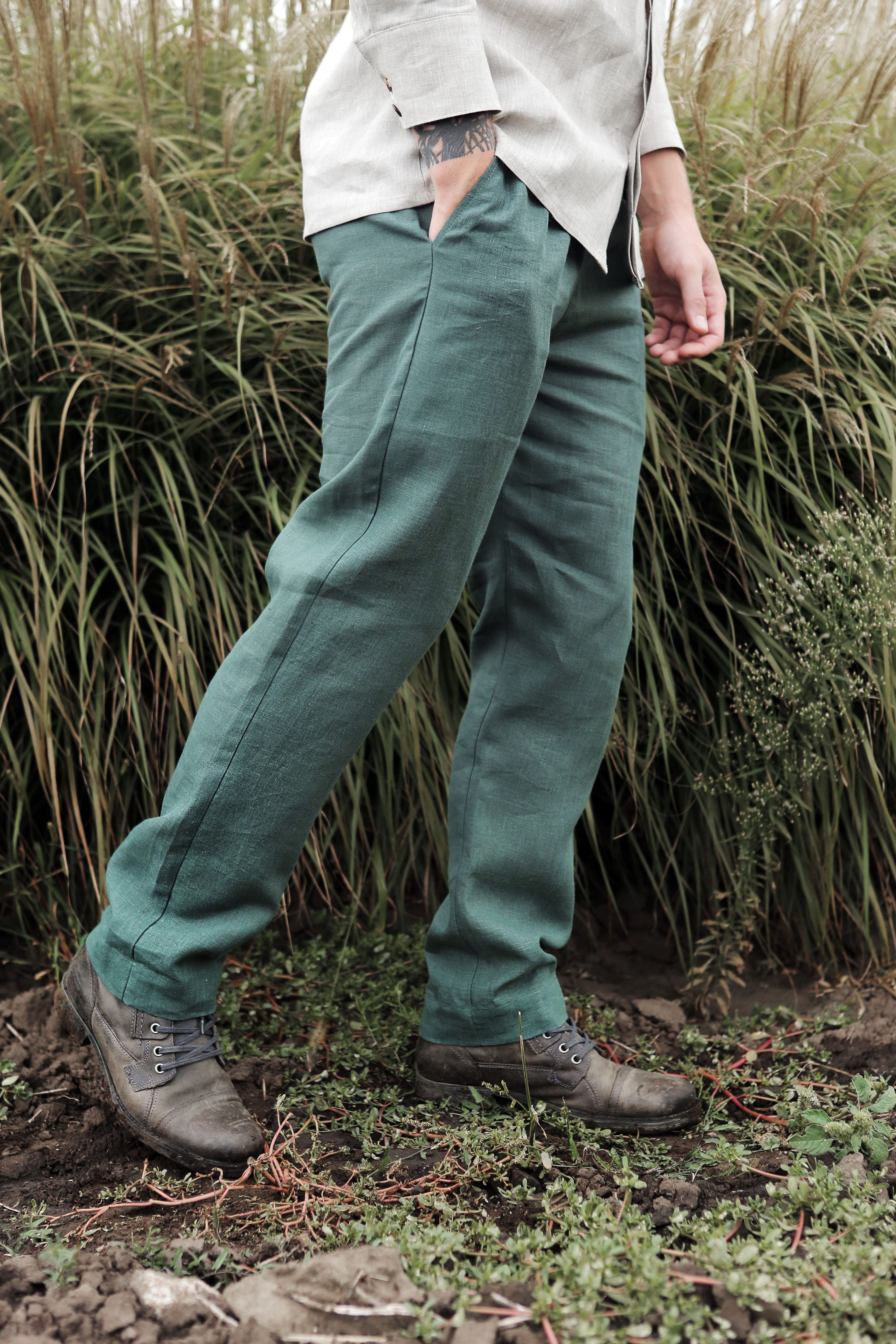 Men’s linen pants ASH in Green