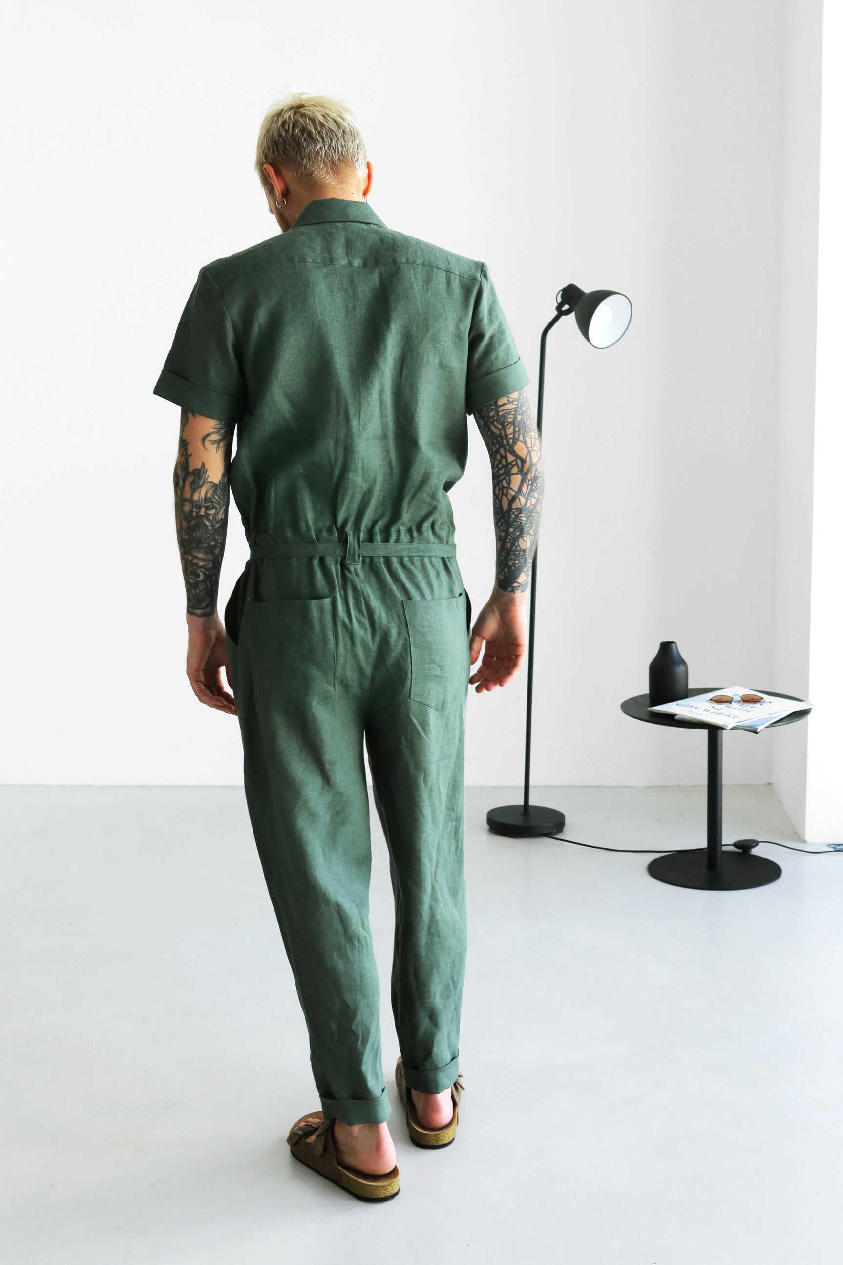 Mens Linen Jumpsuit SANDAL in Green