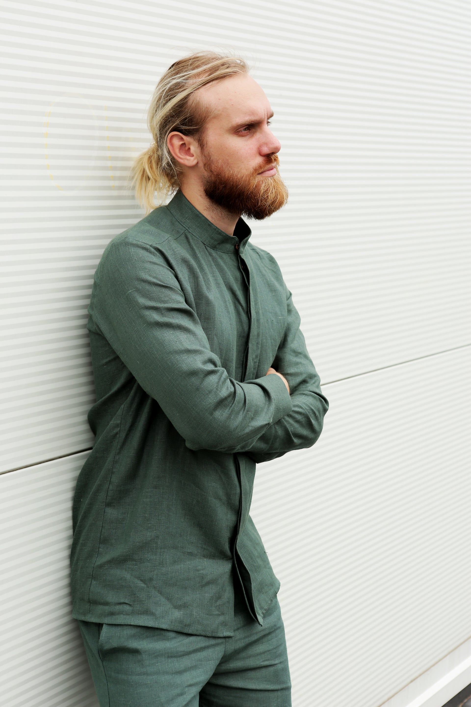 Men’s Linen Shirt OLIVE in Green