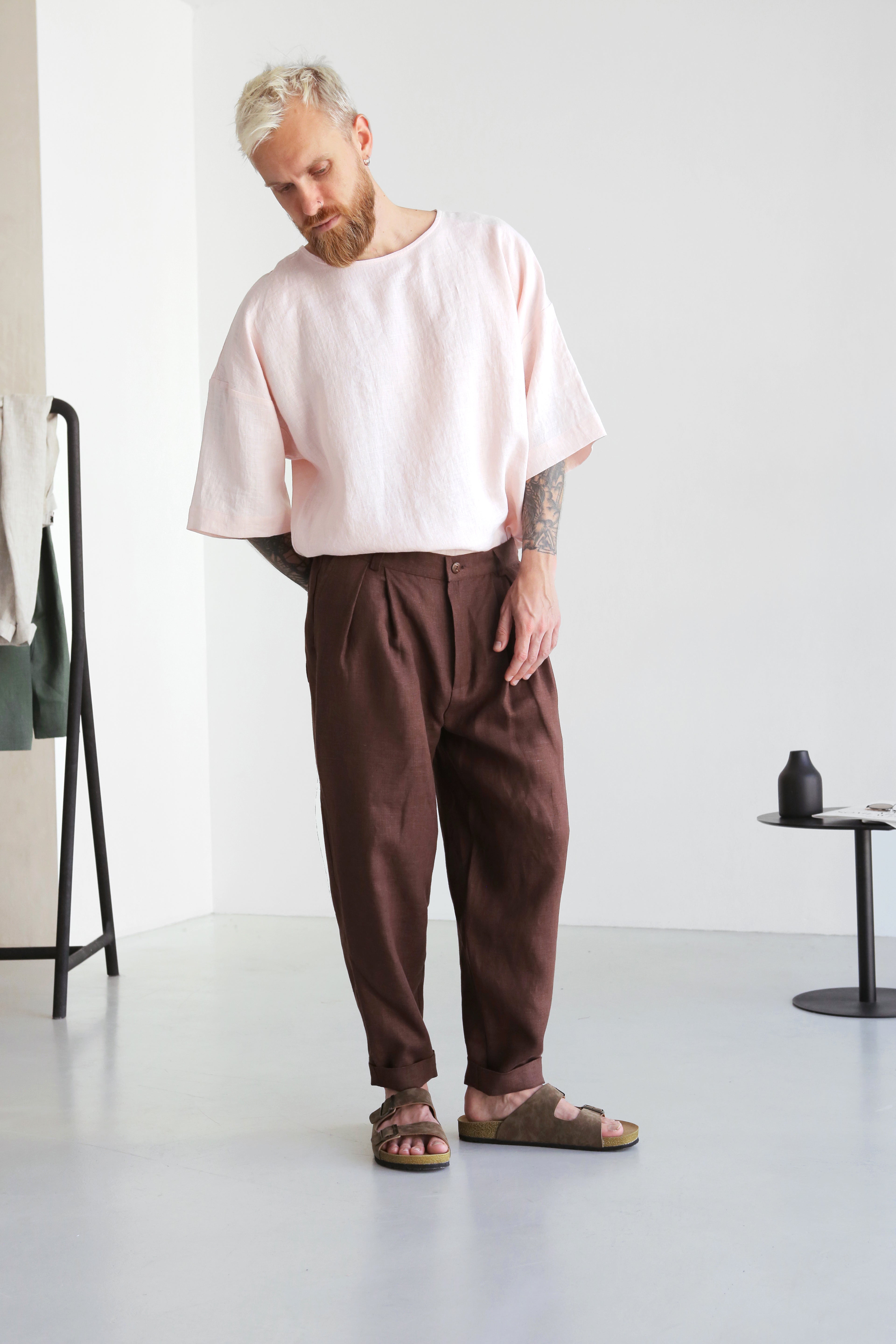 Loose Pleated Pants CEDAR in Brown