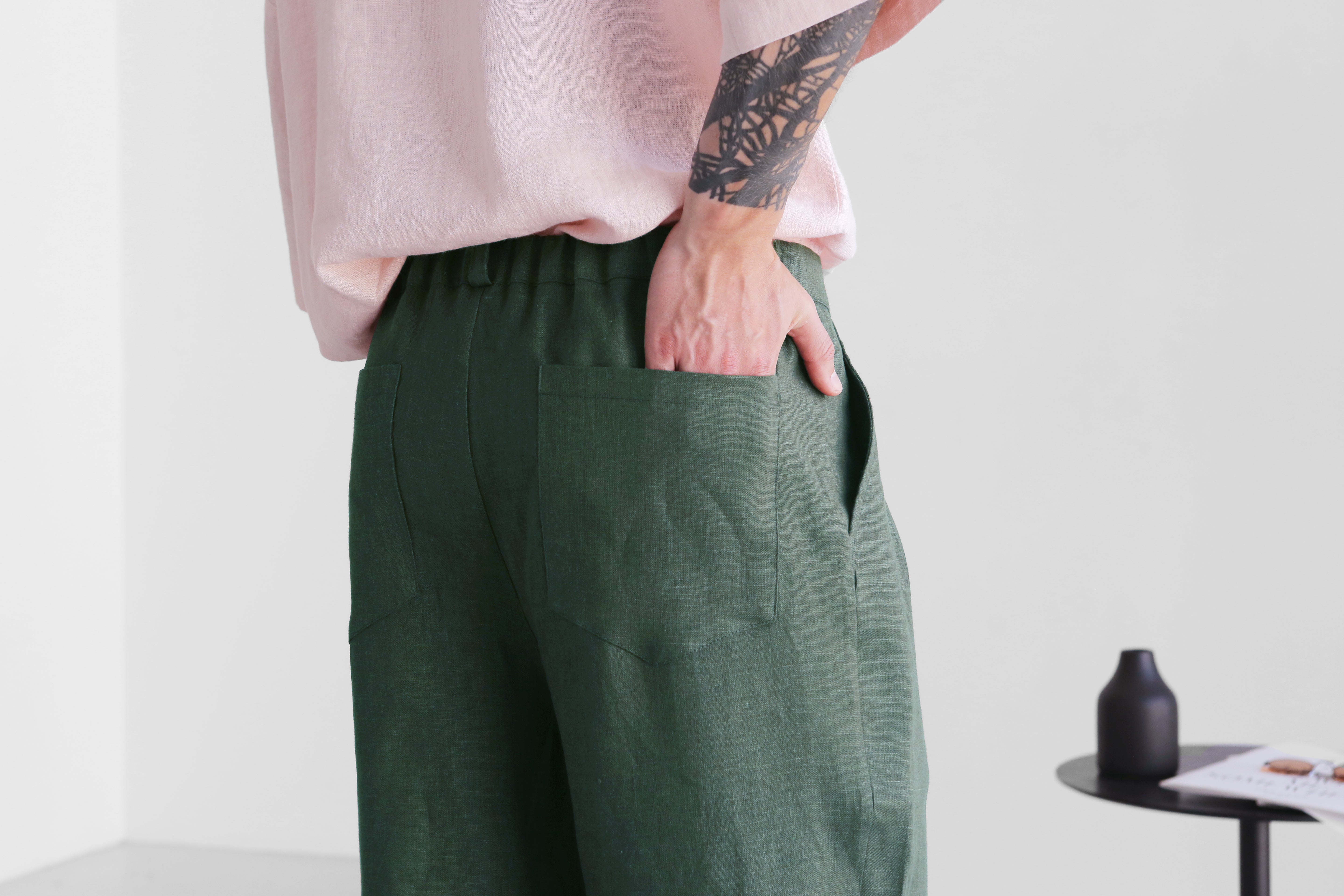 Loose Pleated Pants CEDAR in Green