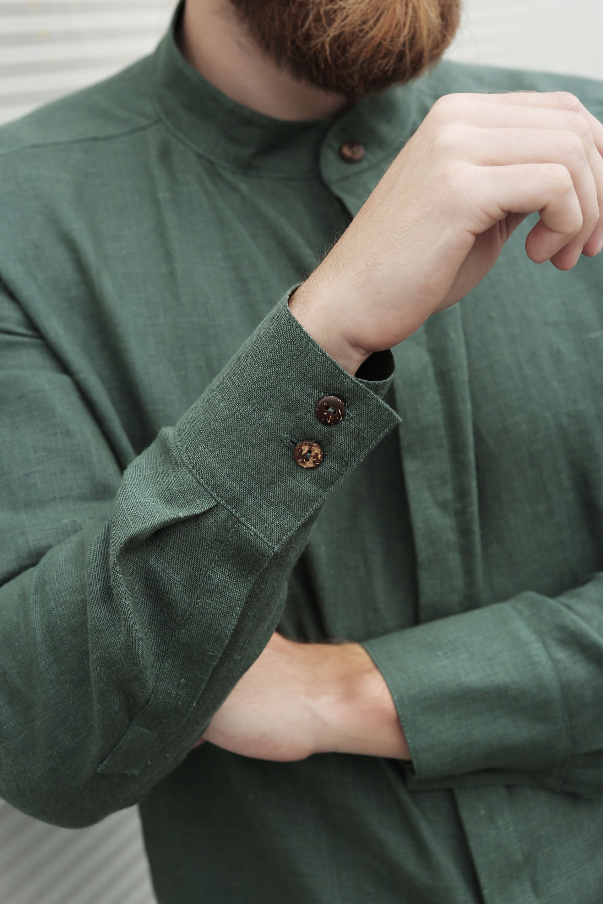 Men’s Linen Shirt OLIVE in Green