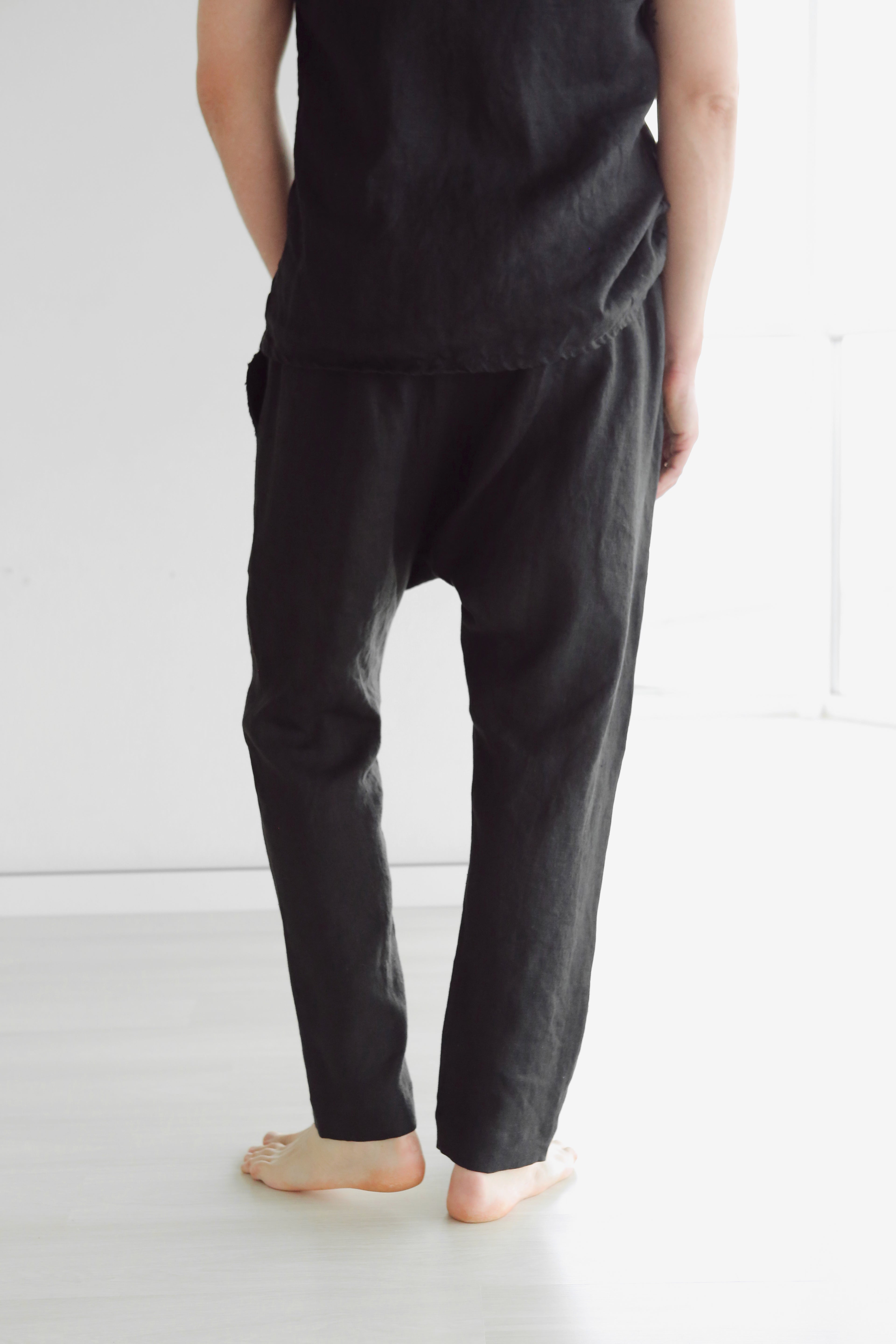 Men’s baggy linen pants HAWTHORN in Black
