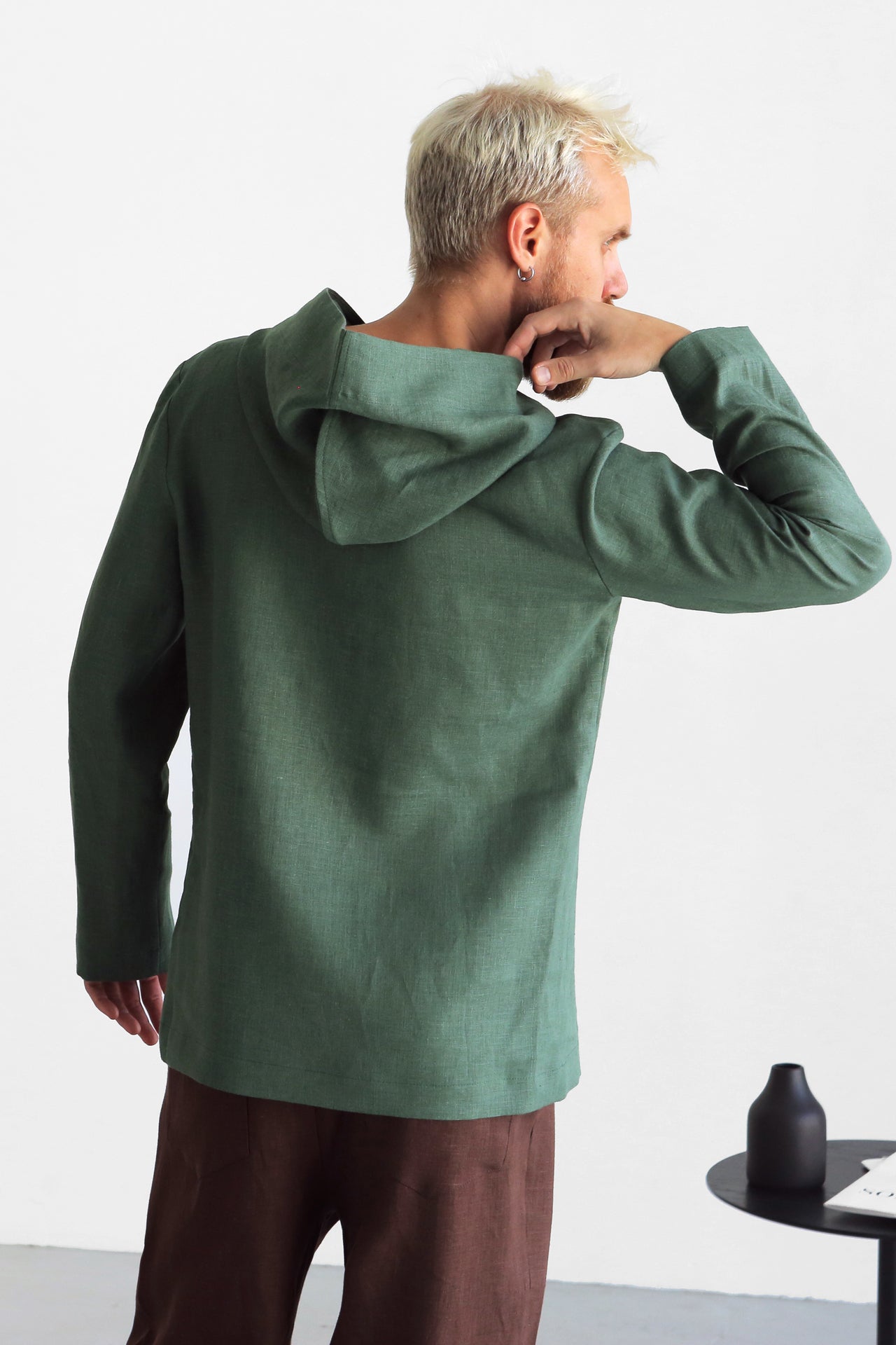 Men’s Linen Hoodie BALSA in Green