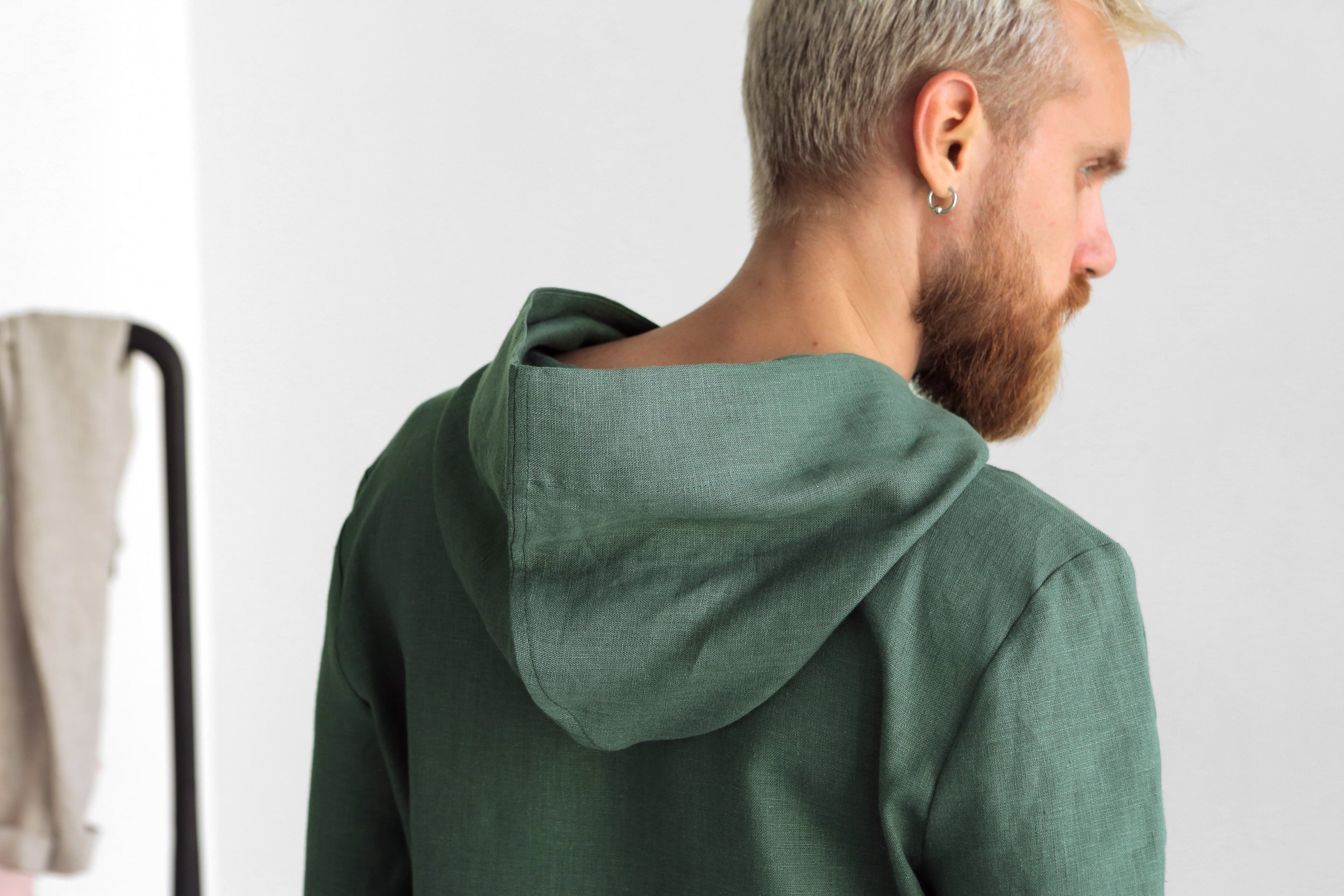 Men’s Linen Hoodie BALSA in Green