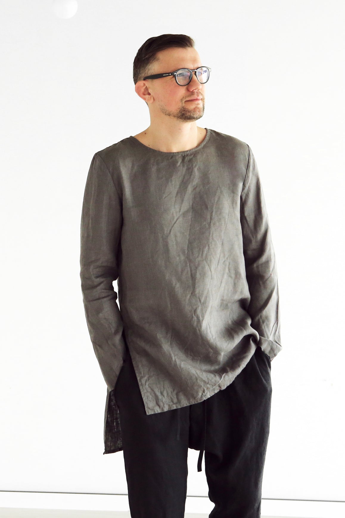 Men’s Linen Tunic MAPLE in Dark grey