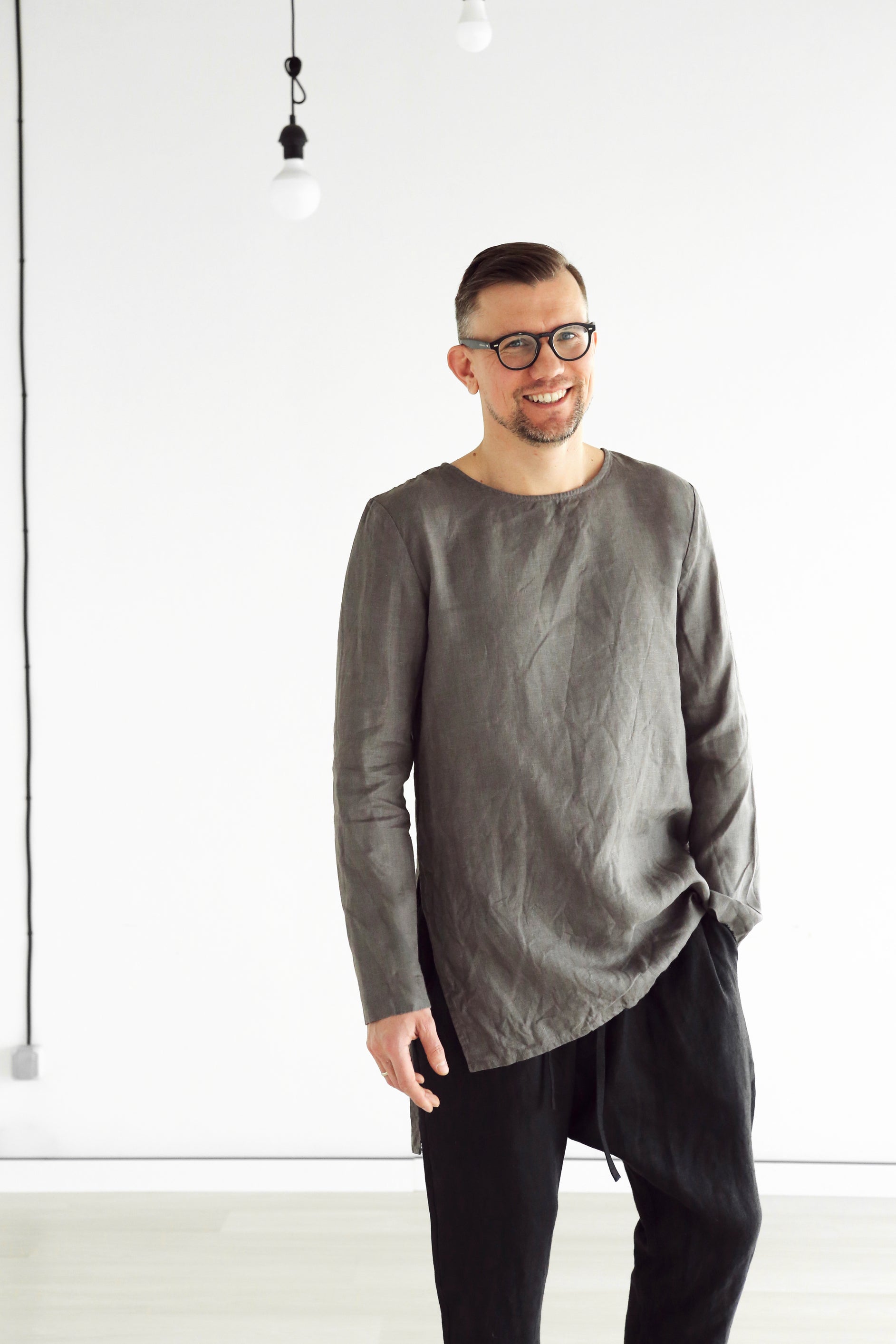 Men’s Linen Tunic MAPLE in Dark grey