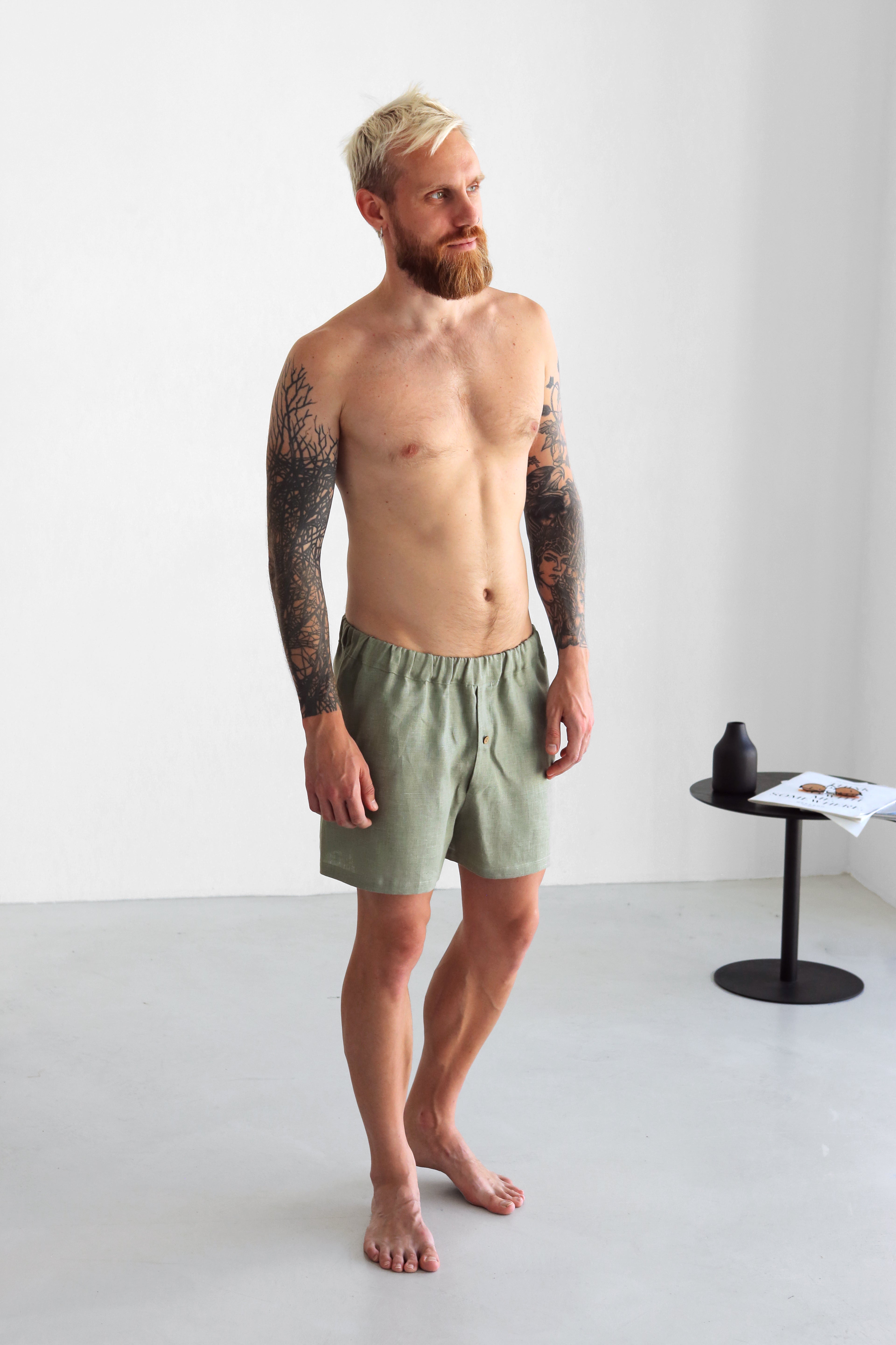 Men’s linen underwear Olive