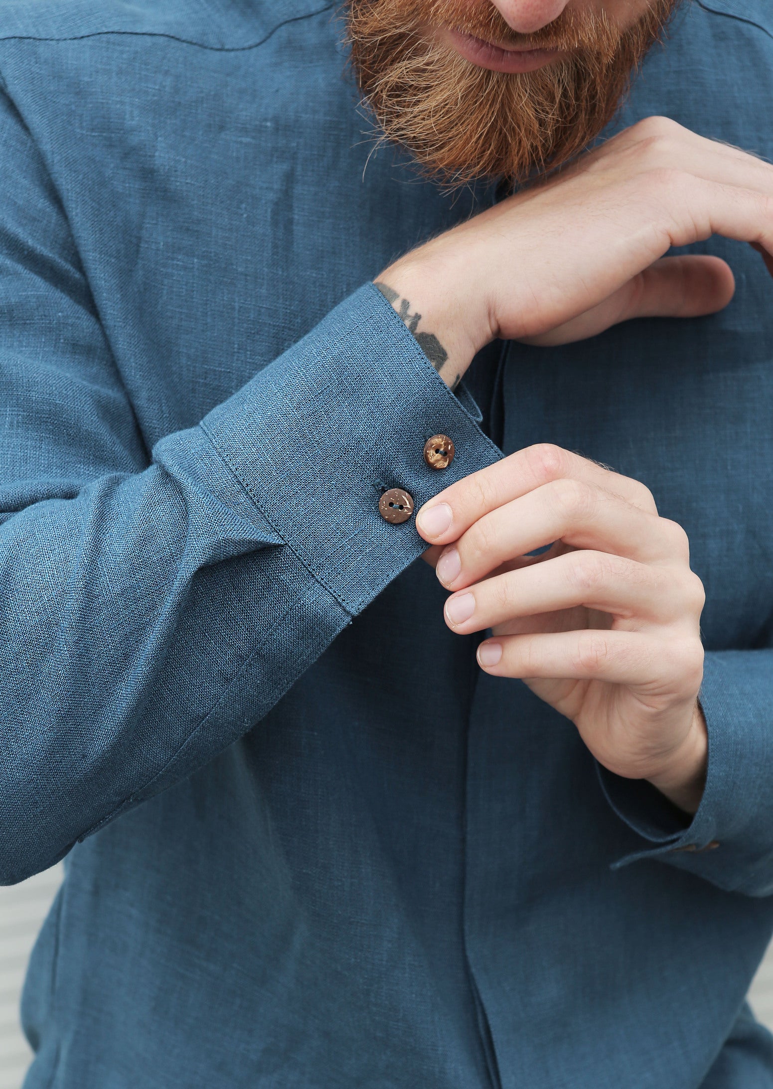 Men’s Linen Shirt OLIVE in Navy blue