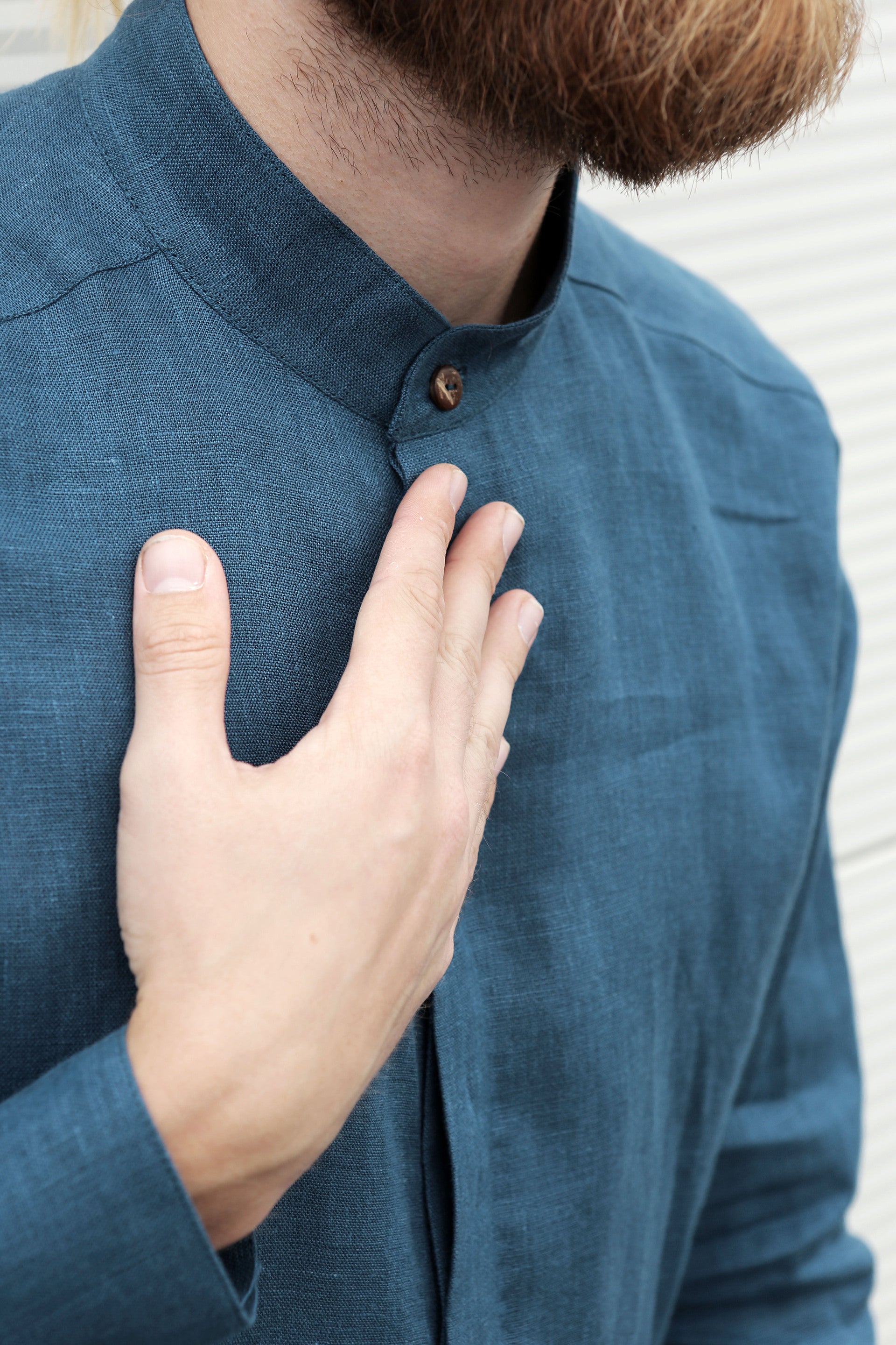 Men’s Linen Shirt OLIVE in Navy blue