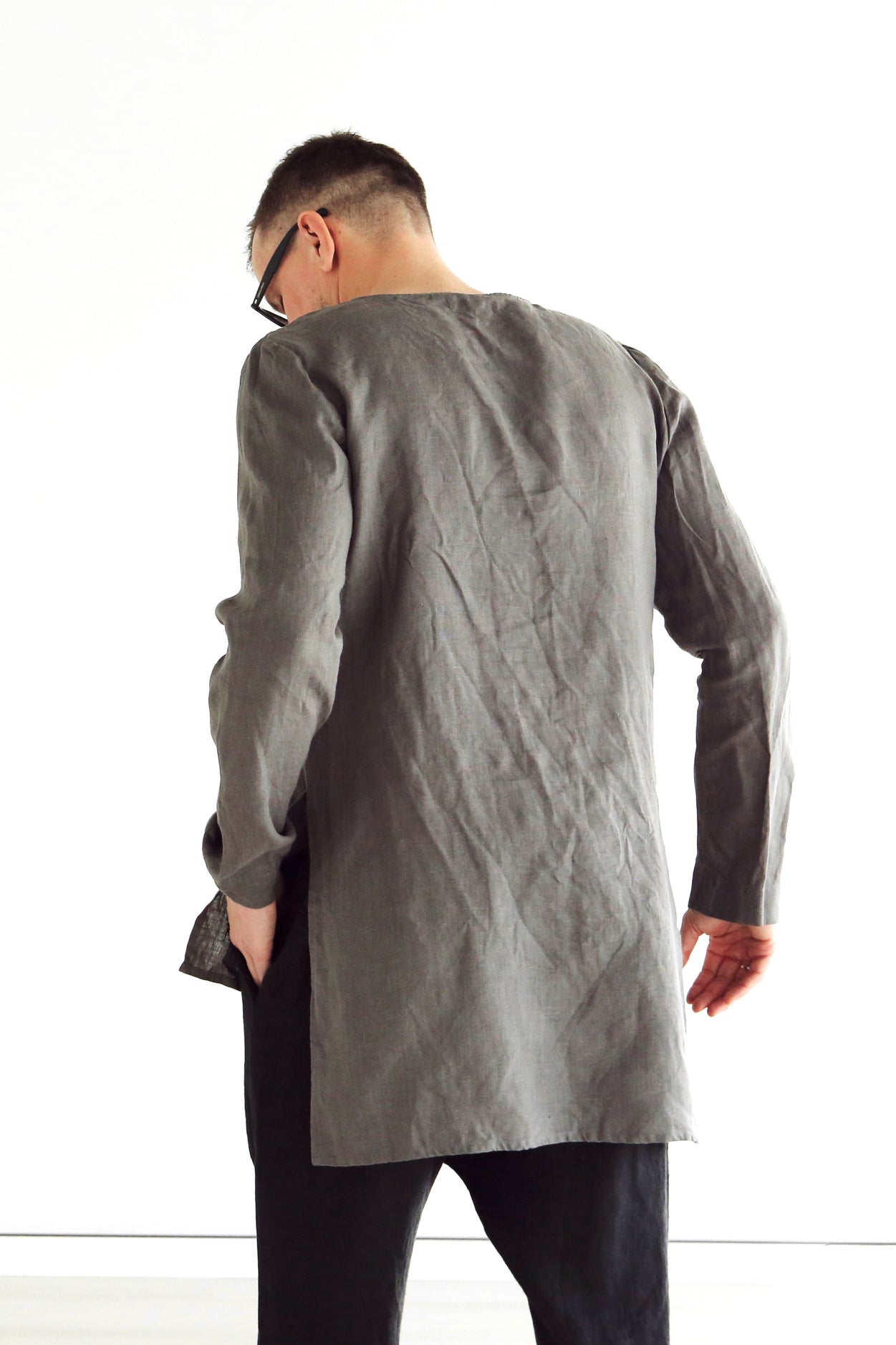 Men’s Linen Tunic MAPLE in Dark grey