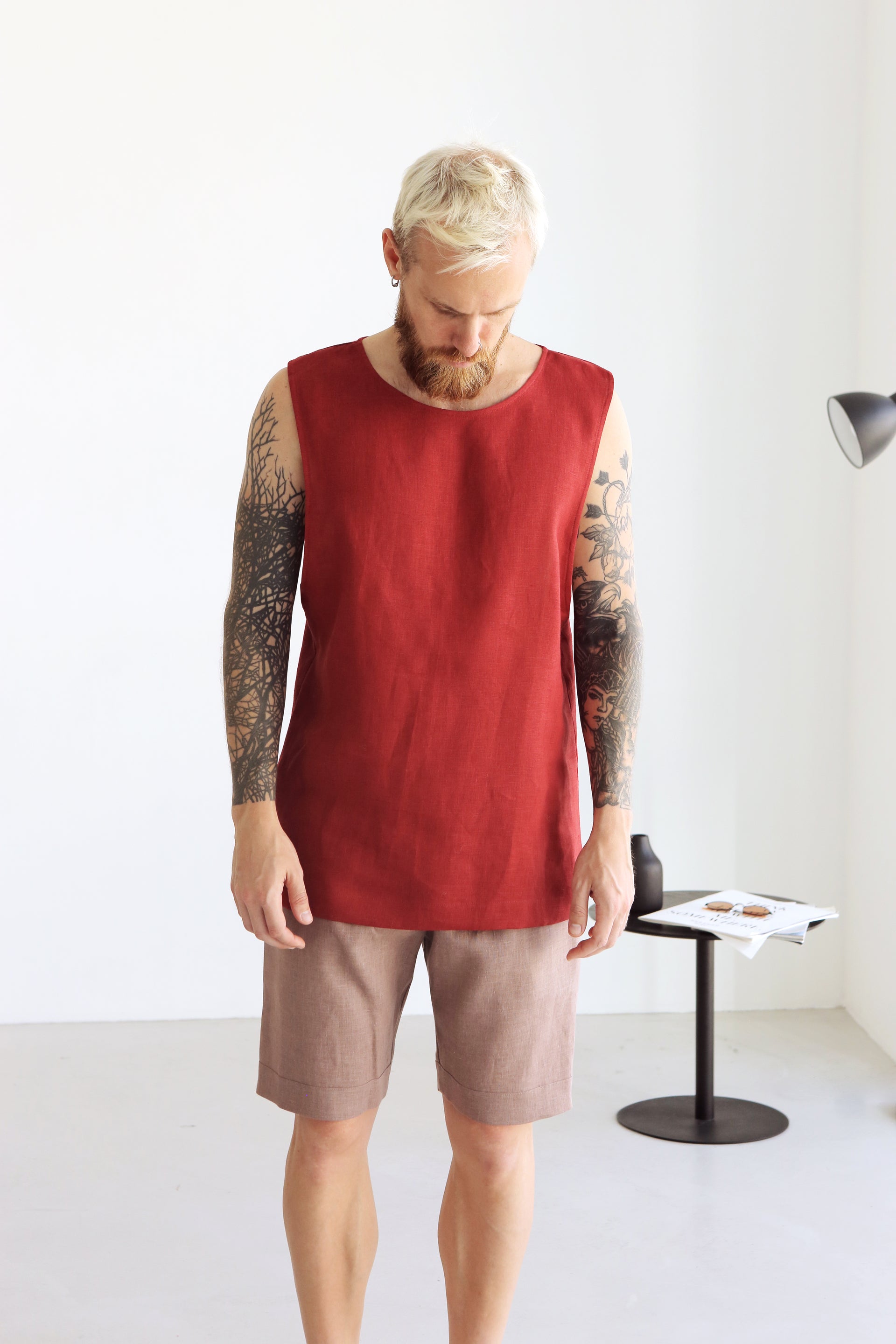 Men’s Sleeveless T-Shirt BAMBOO in Red