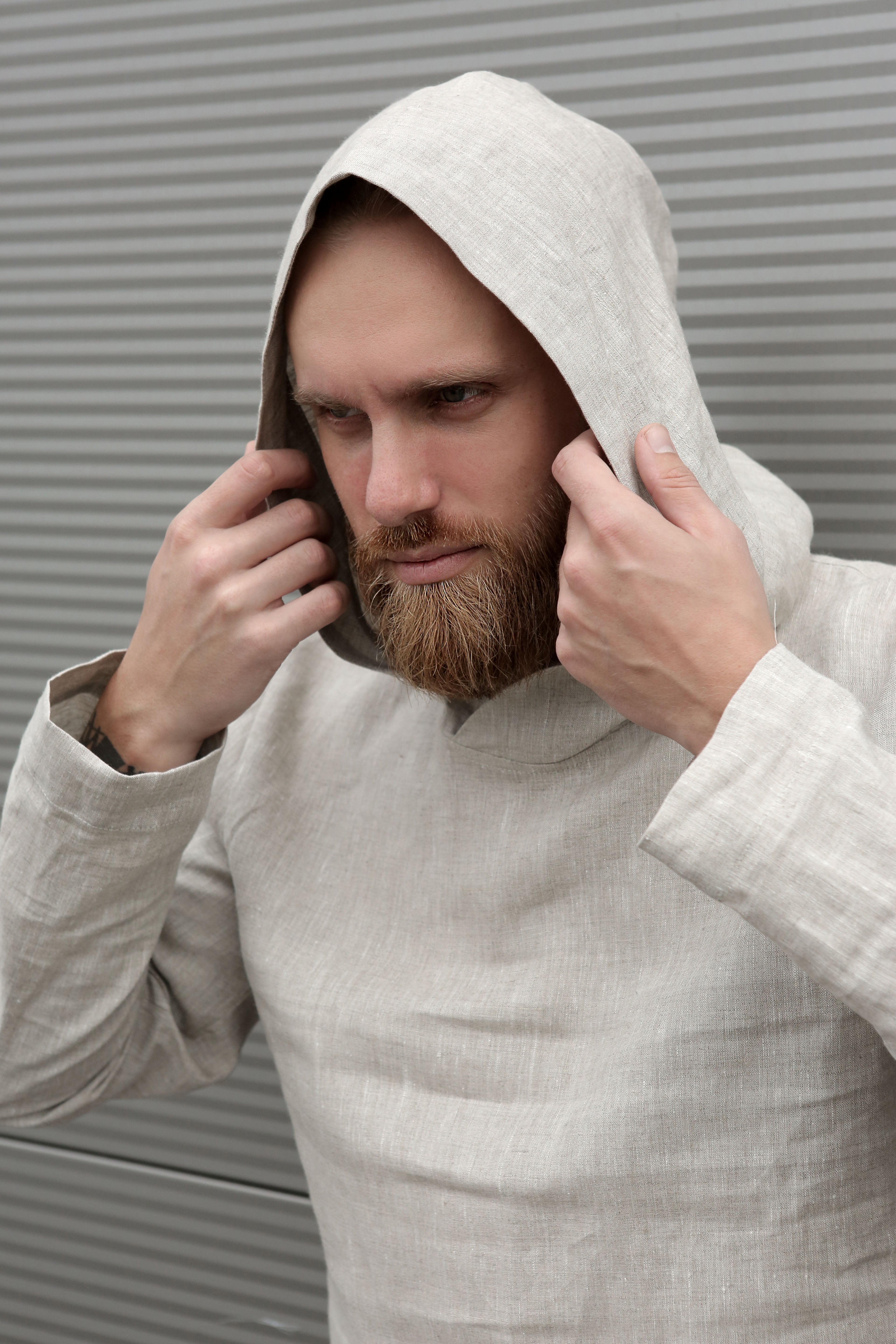 Men’s Linen Hoodie BALSA in Beige