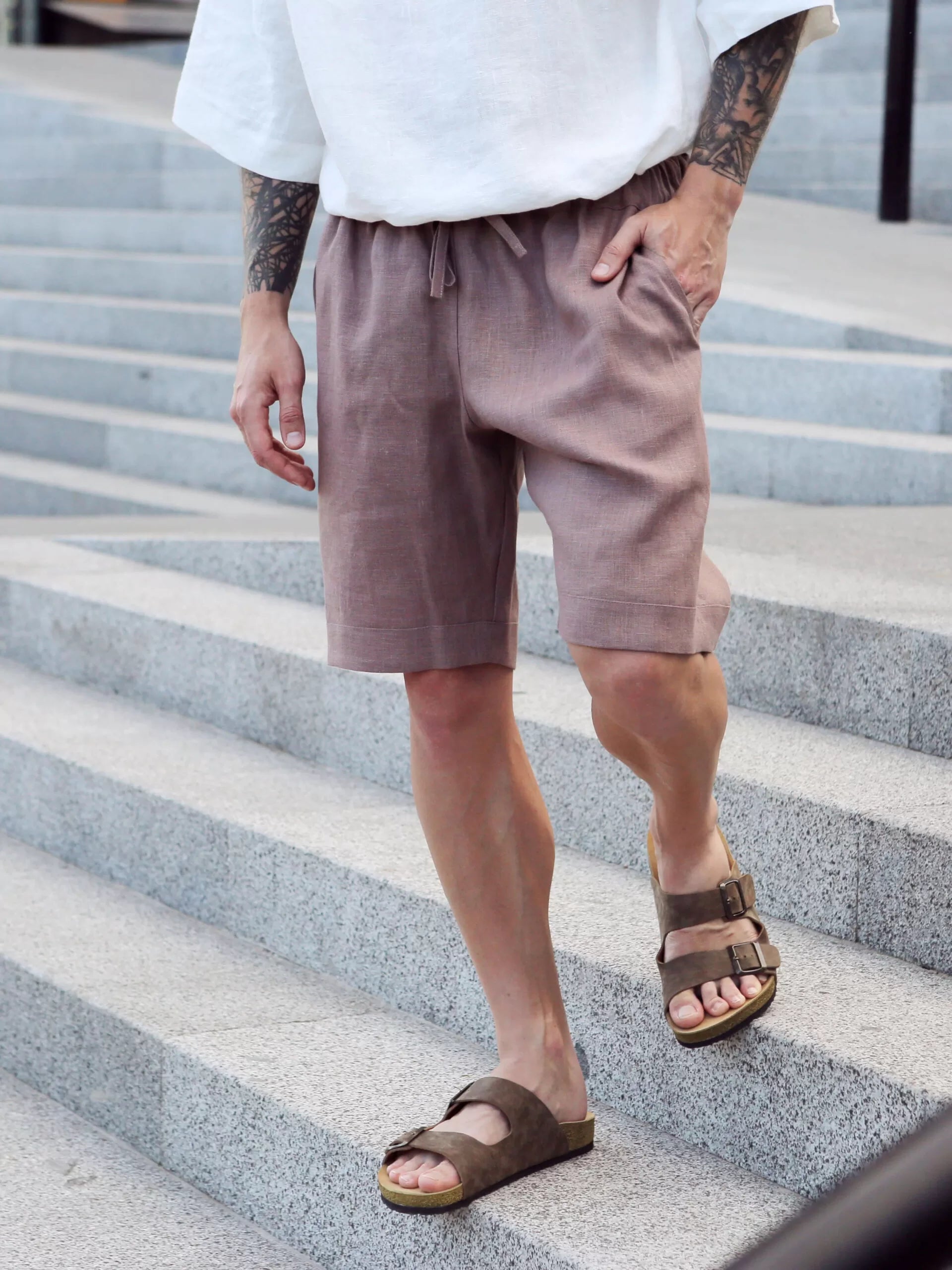 Men’s linen shorts ASH in Latte