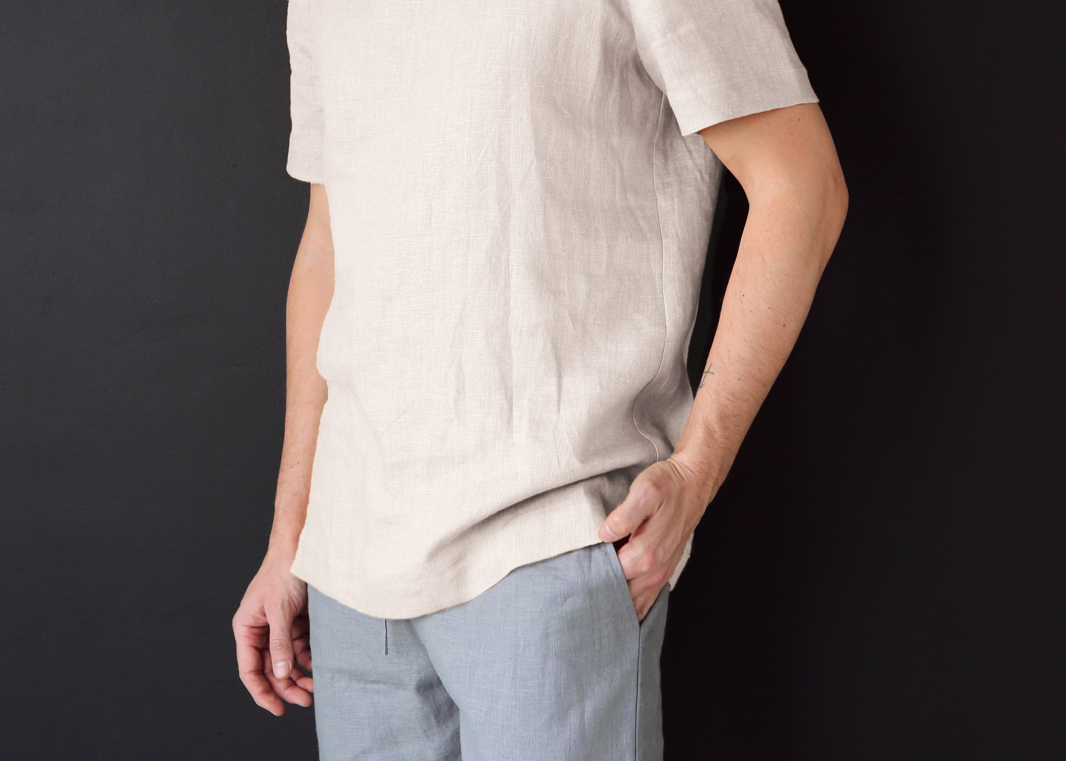 Men’s Linen T-Shirt LINDEN in Beige