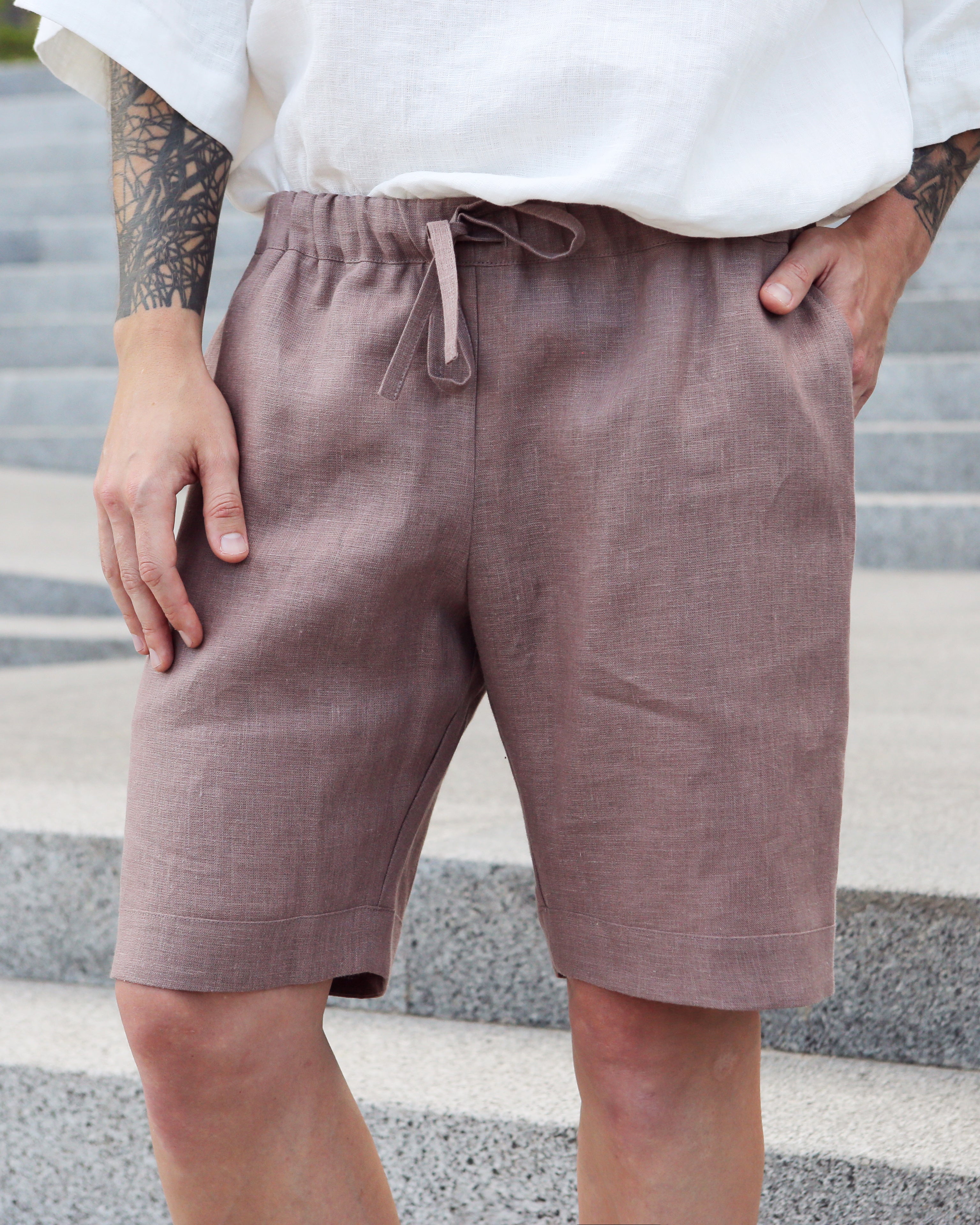 Men’s linen shorts ASH in Latte