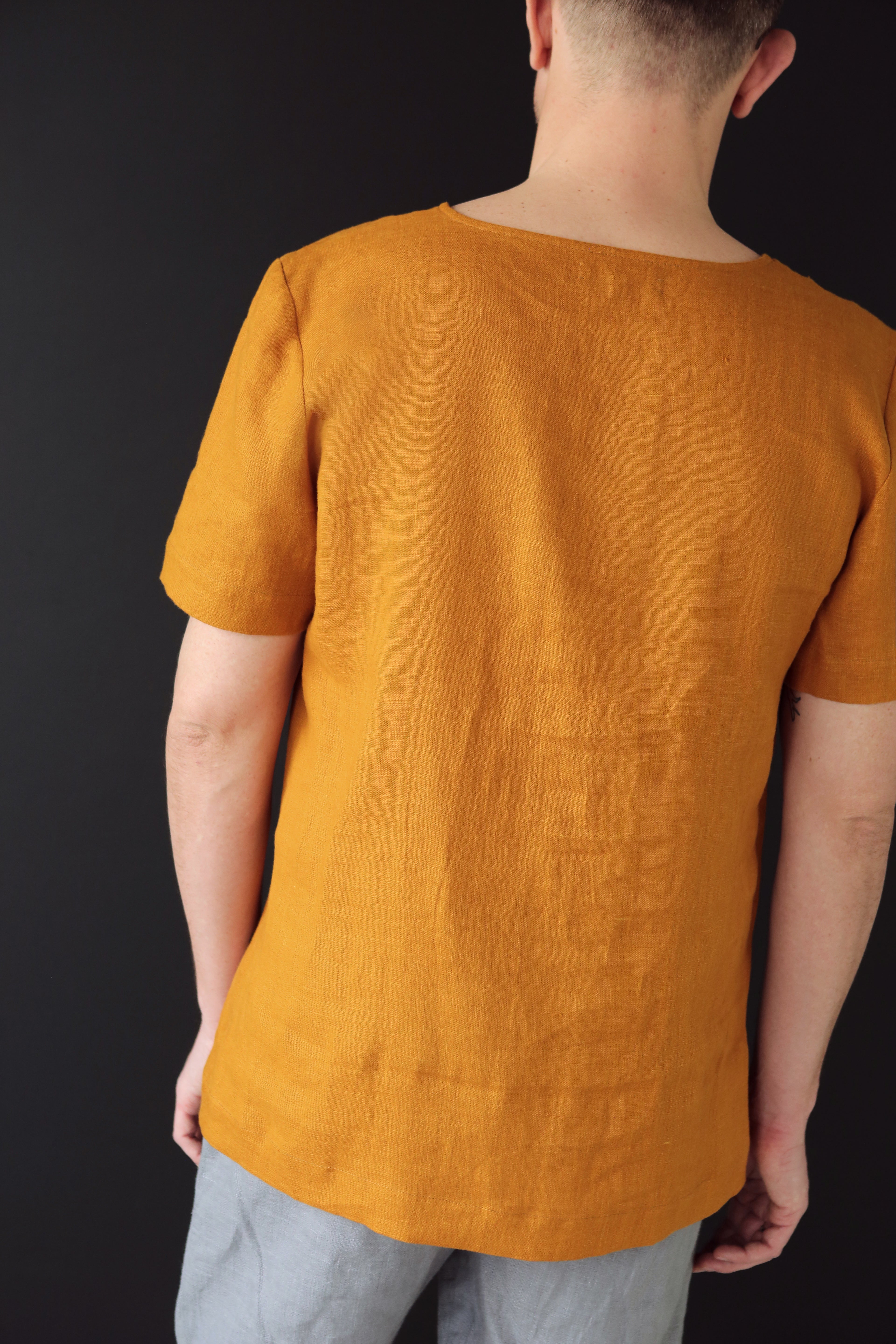 Men’s Linen T-Shirt LINDEN in Saffron