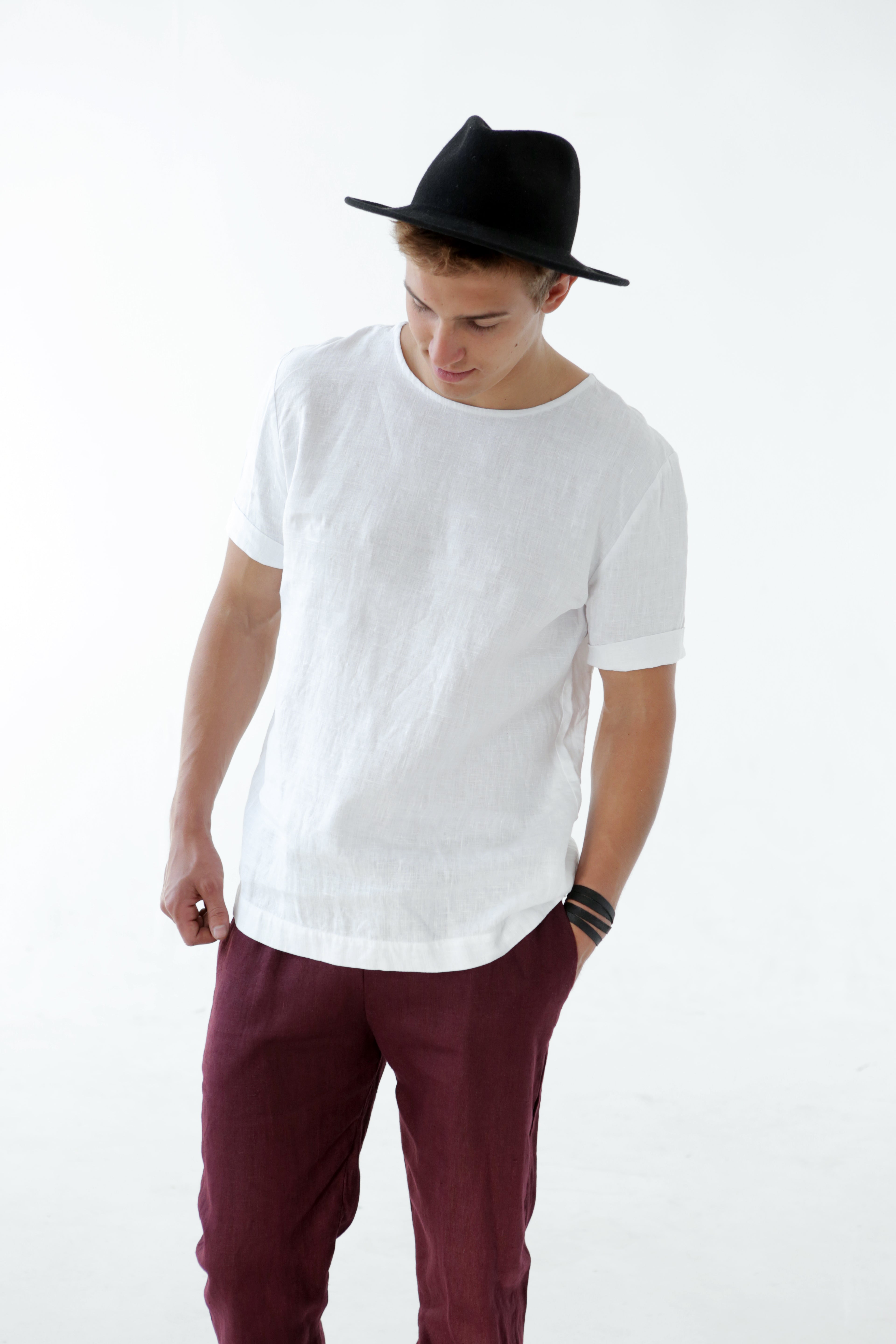 Men's Linen T-Shirt LINDEN in White