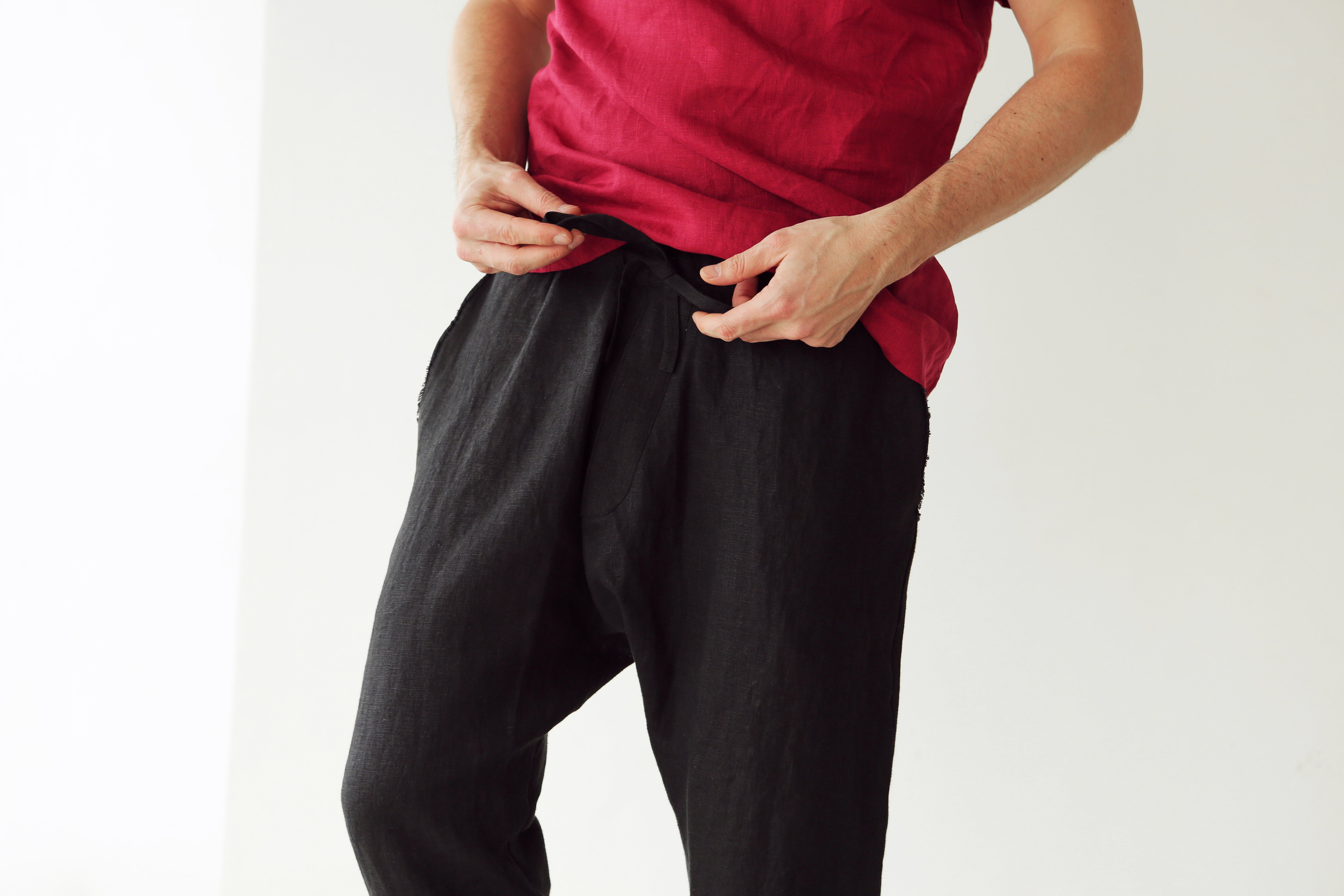 Men’s baggy linen pants HAWTHORN in Black