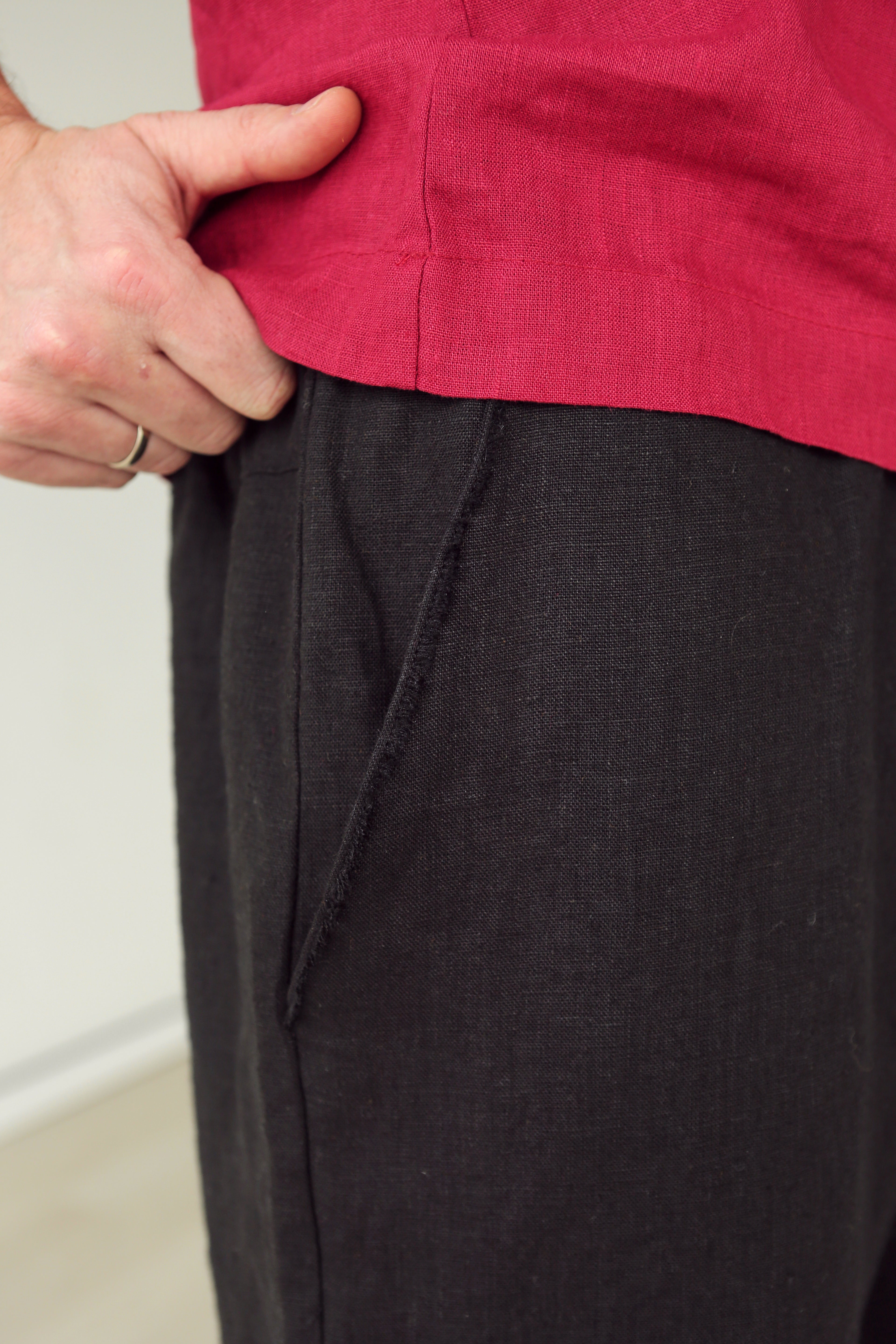 Men’s baggy linen pants HAWTHORN in Black
