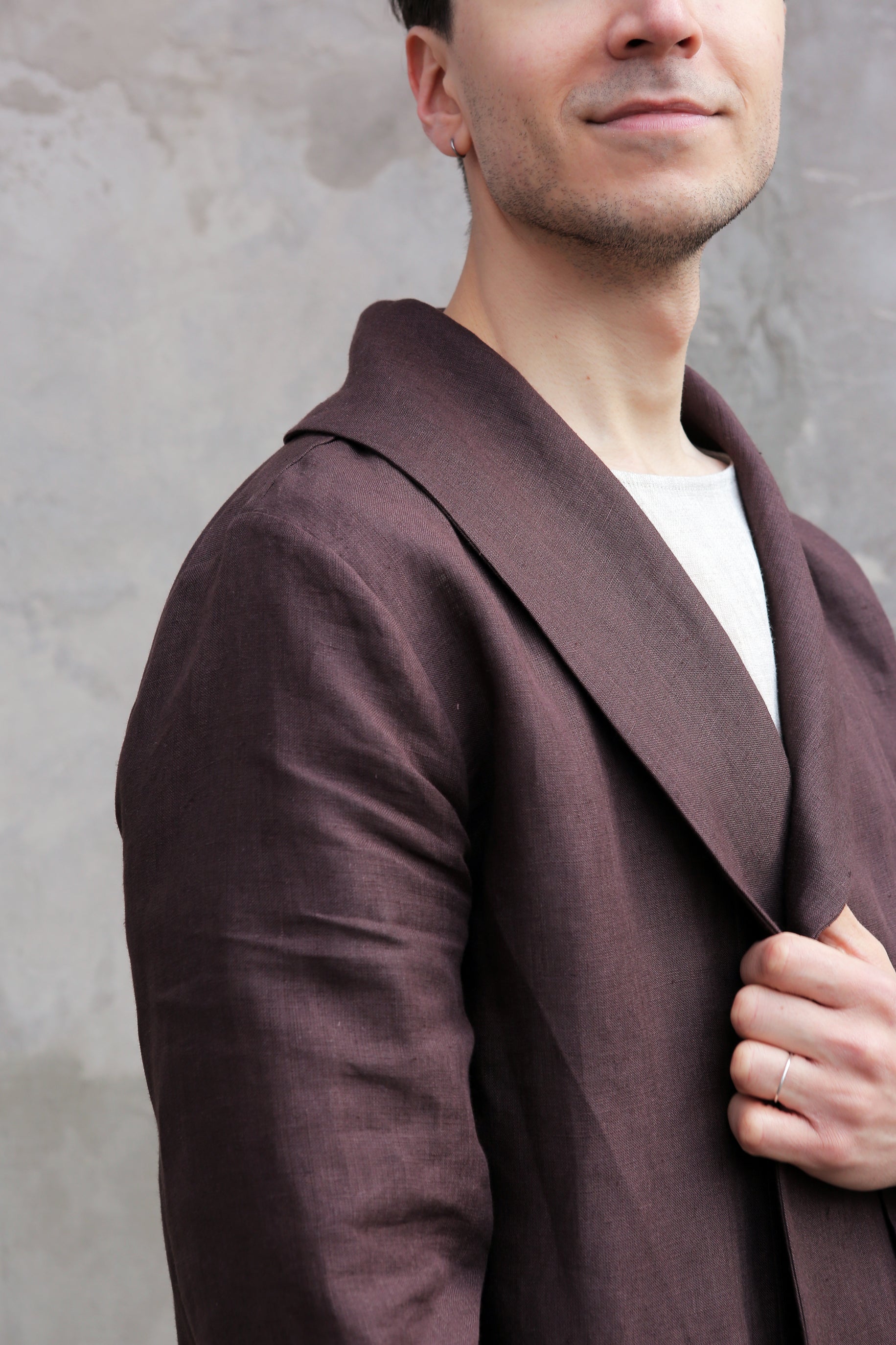Men’s Linen Cardigan WALNUT in Brown