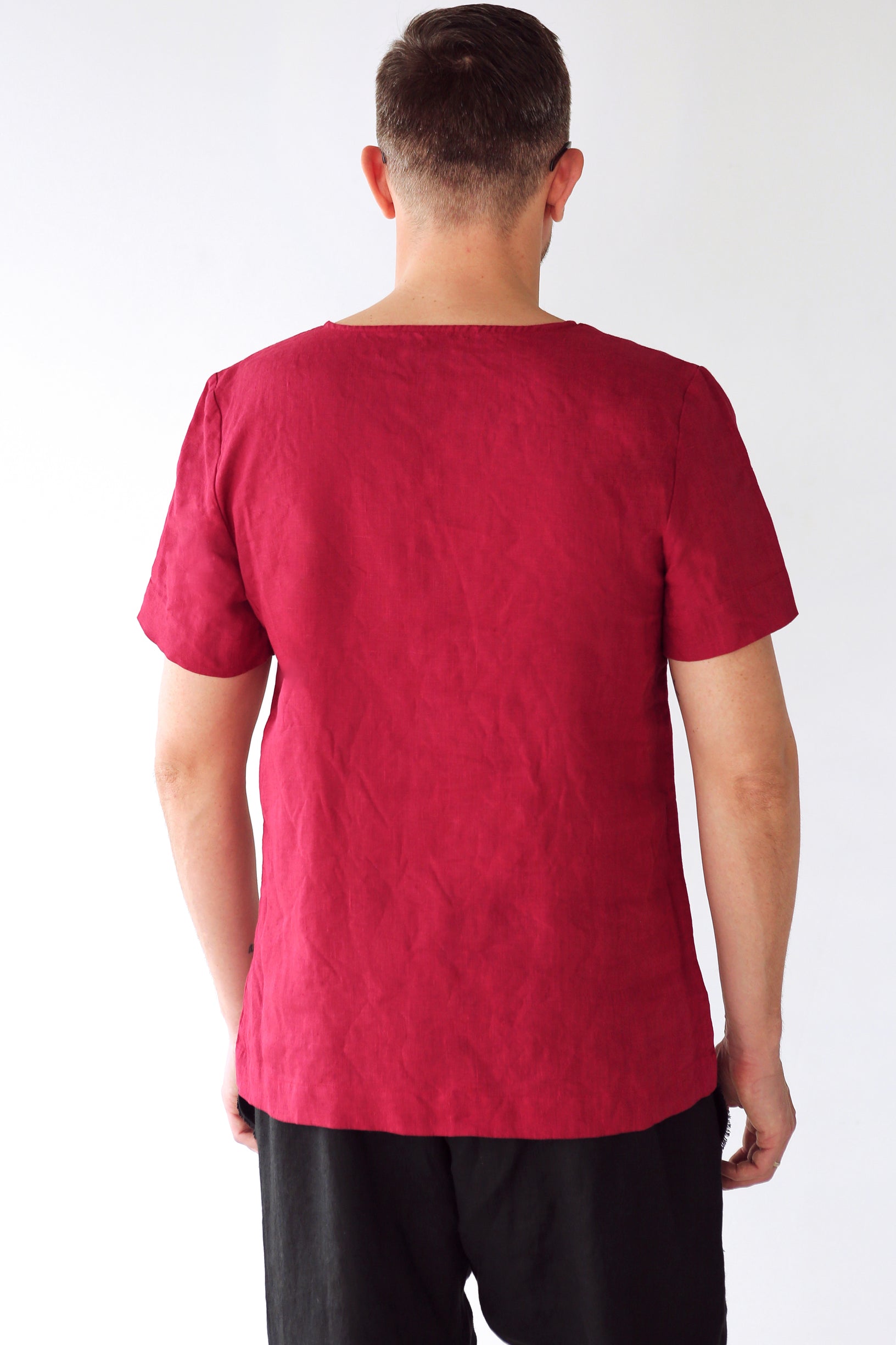 Men’s Linen T-Shirt LINDEN in Red