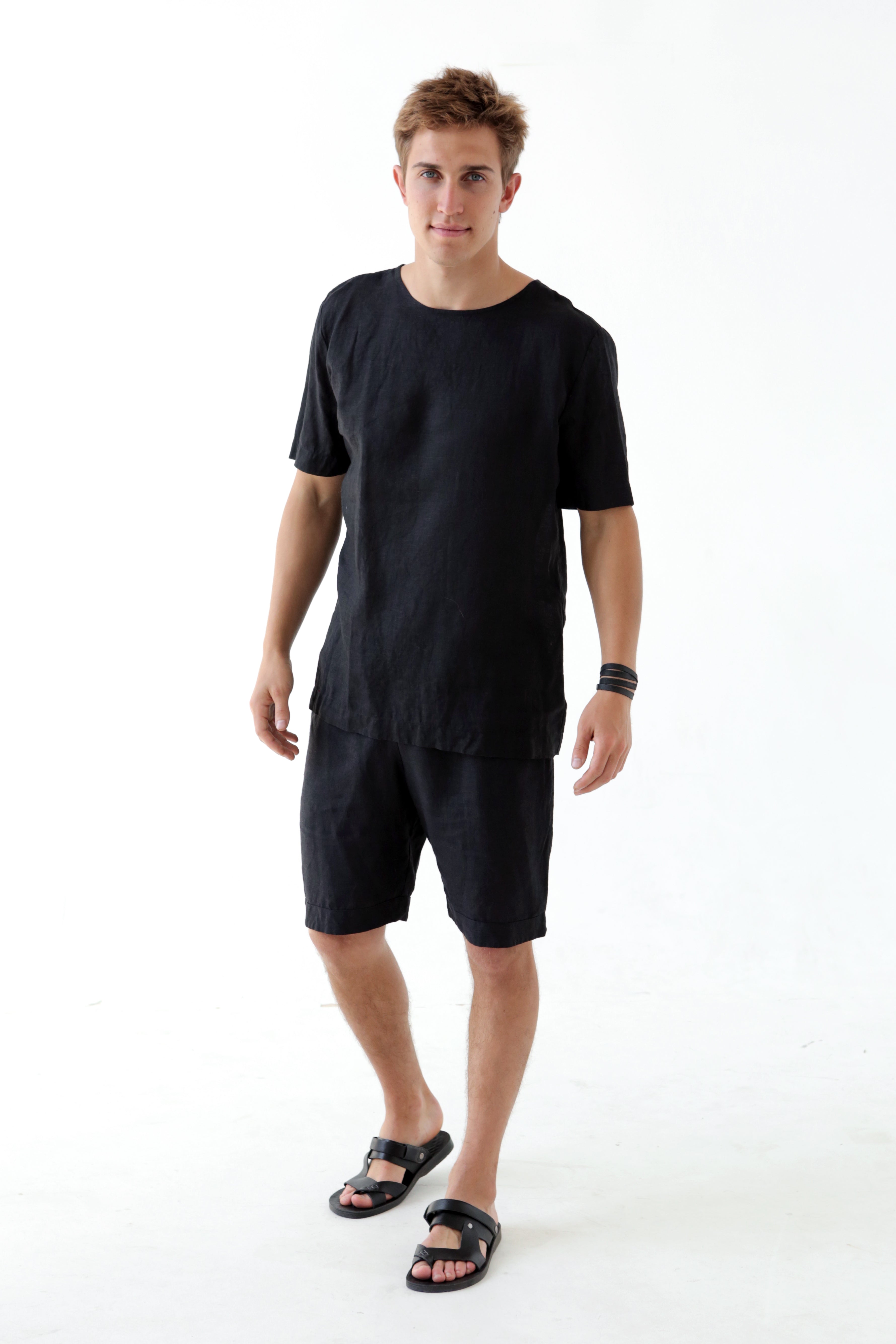 Men’s linen t-shirt LINDEN in Black