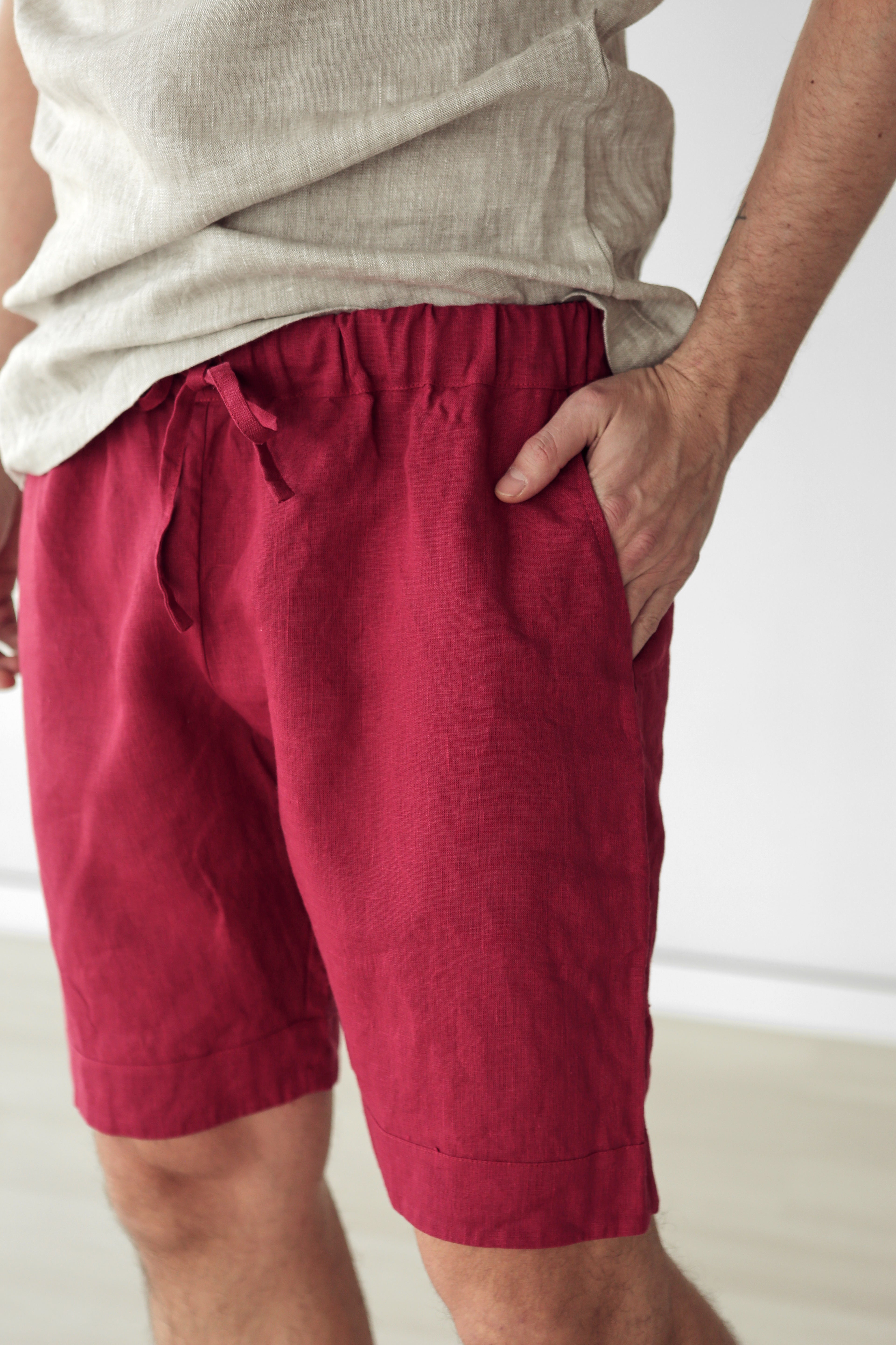 Men’s linen shorts ASH in Red