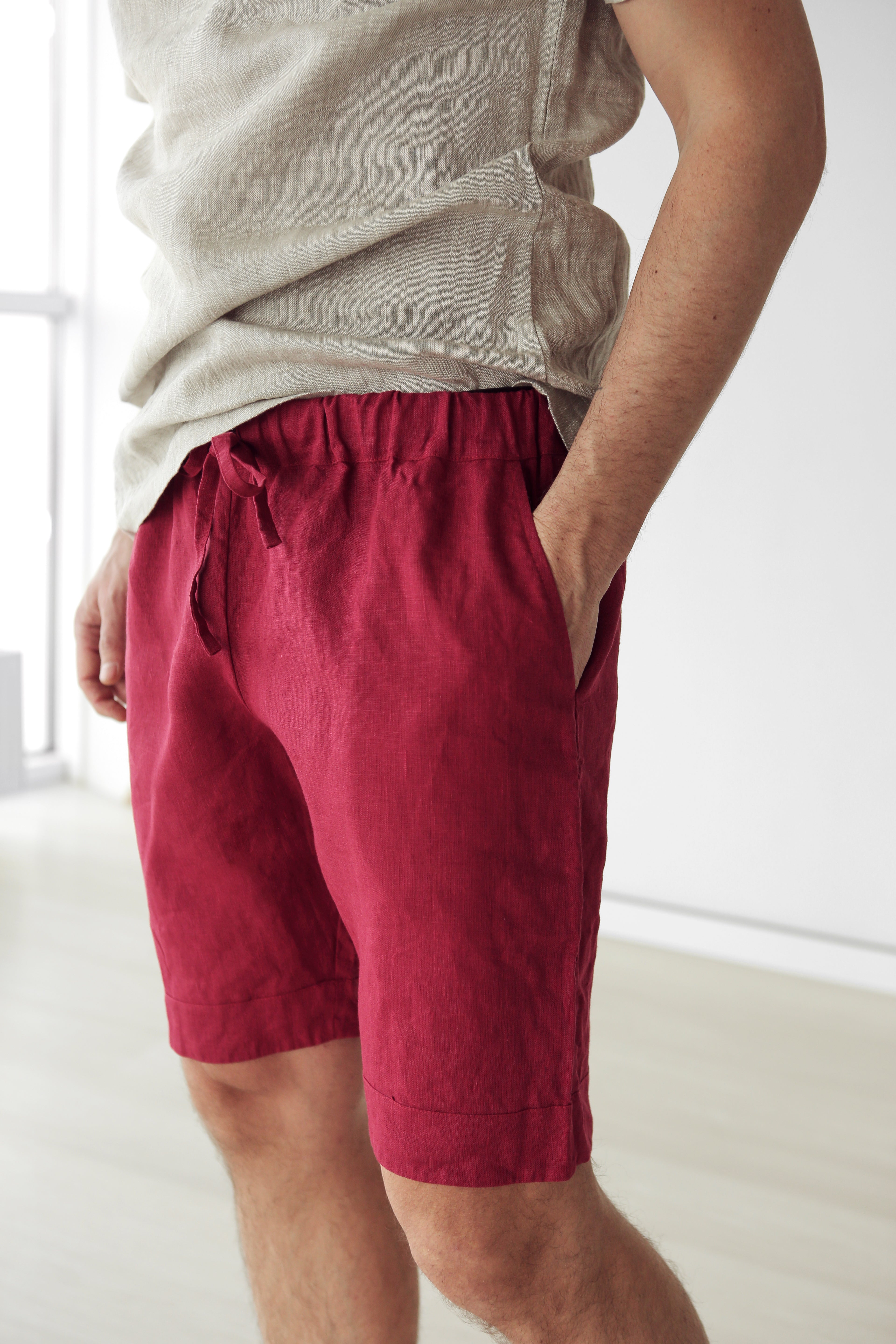 Men’s linen shorts ASH in Red