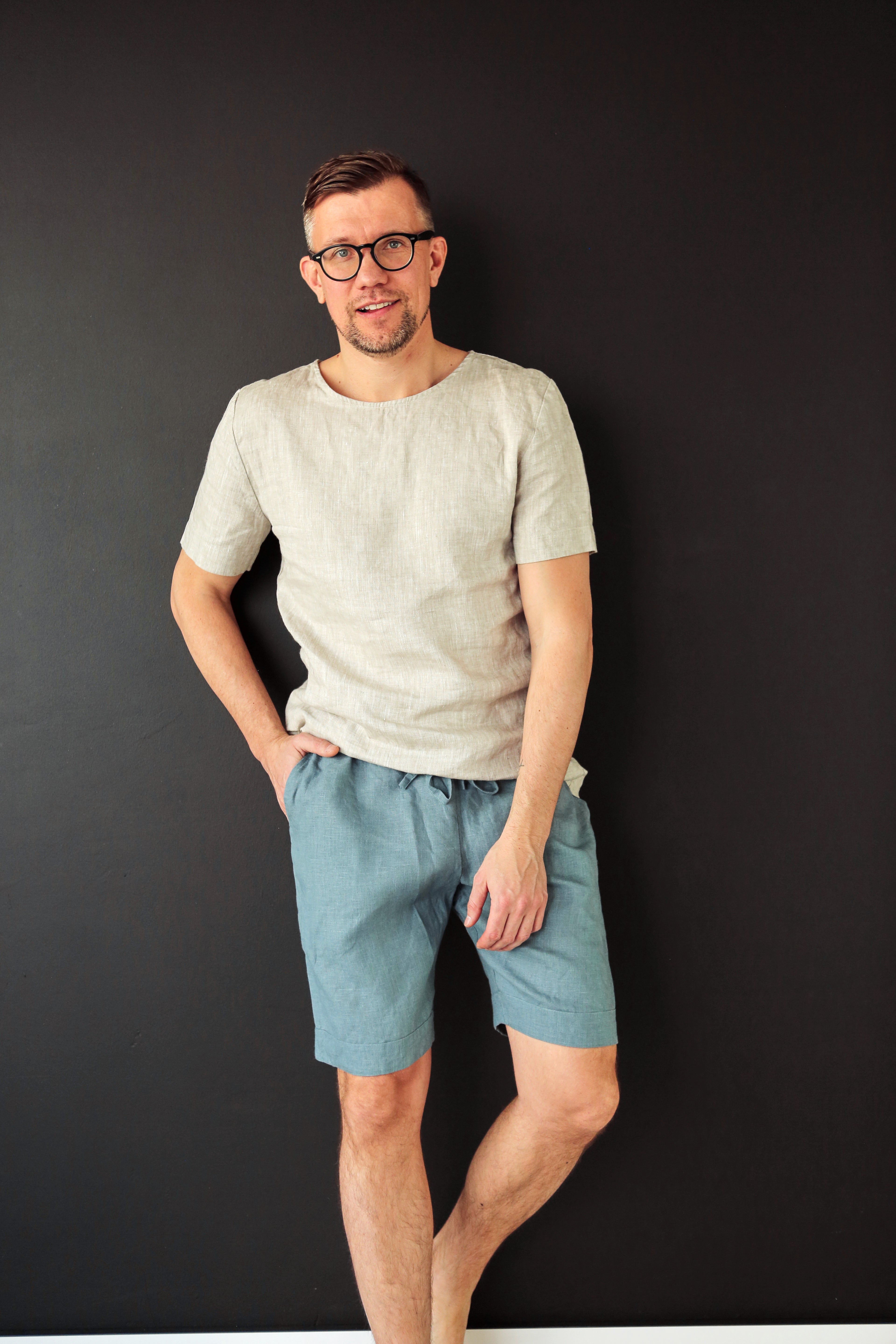 Men’s linen shorts ASH in Blue grey