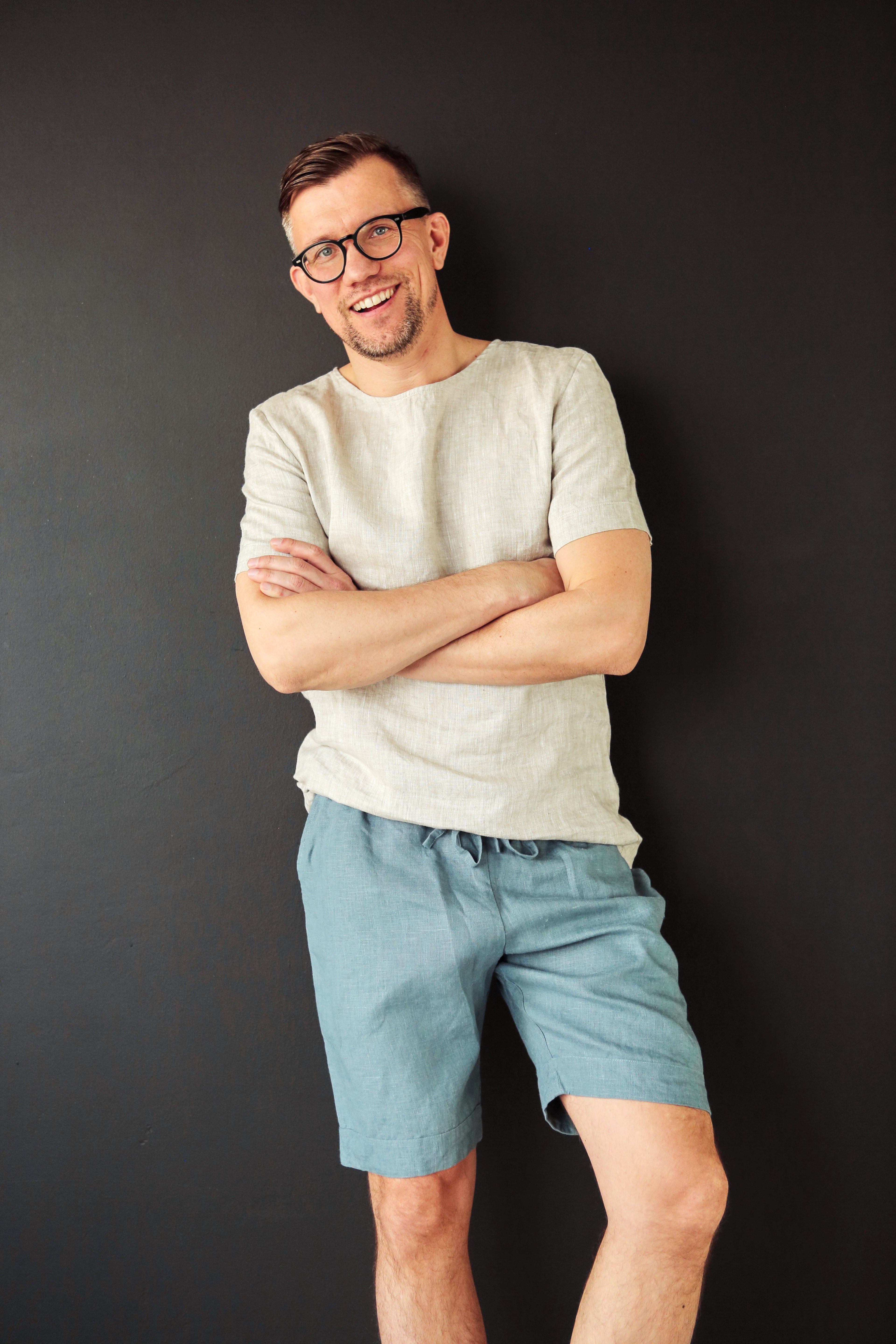 Men’s linen shorts ASH in Blue grey