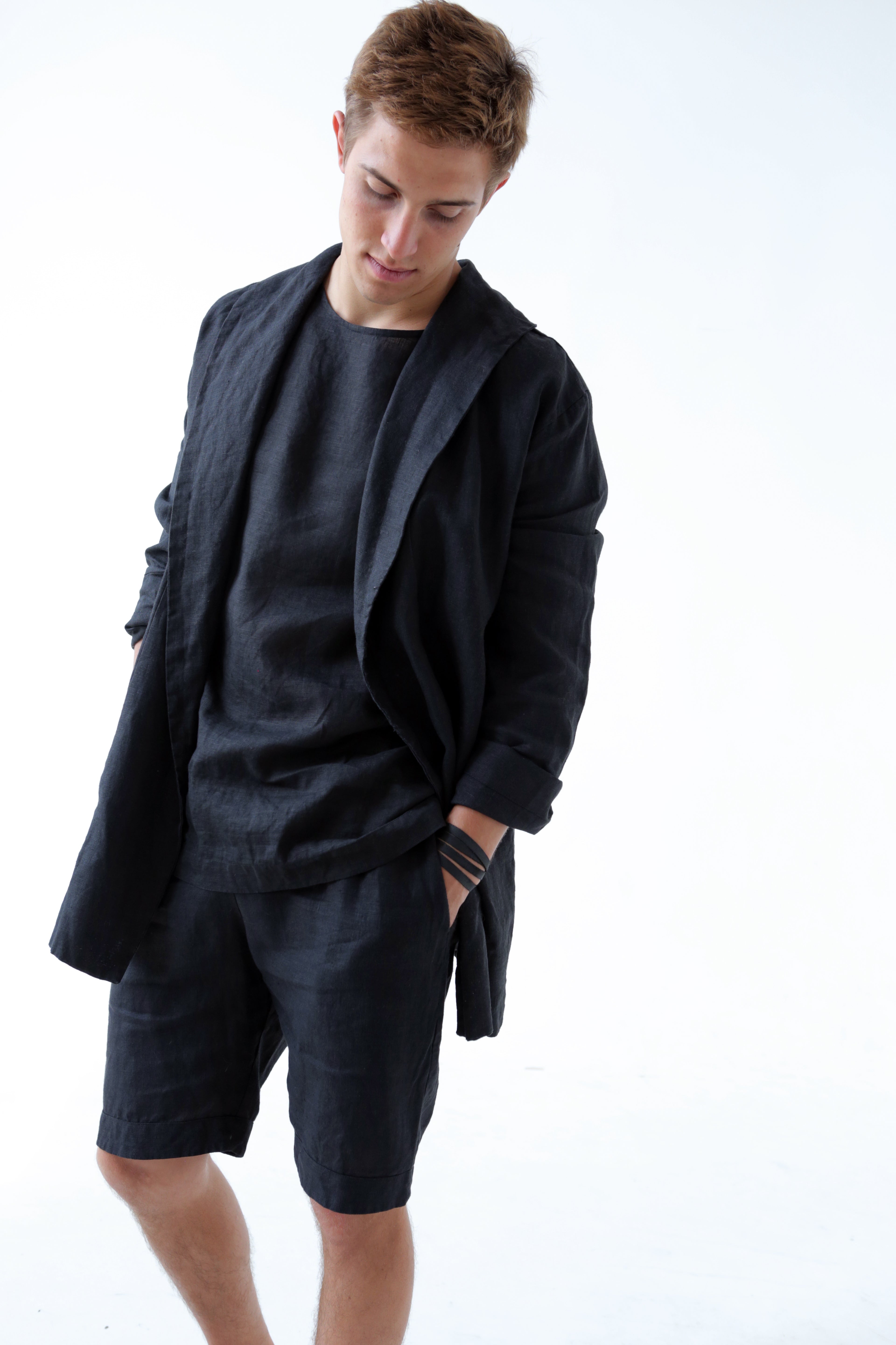 Men’s linen t-shirt LINDEN in Black