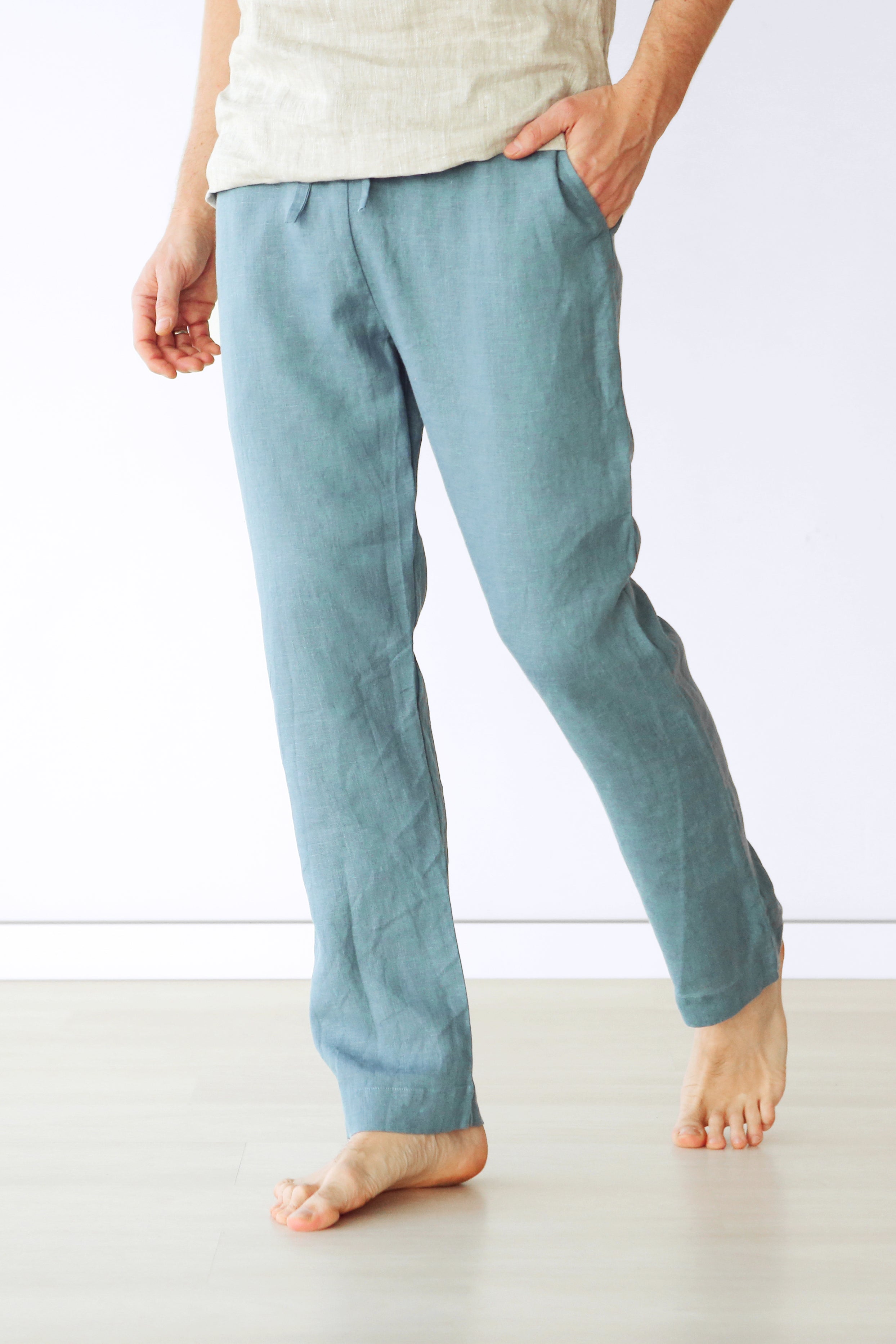 Men’s linen pants ASH in Blue grey
