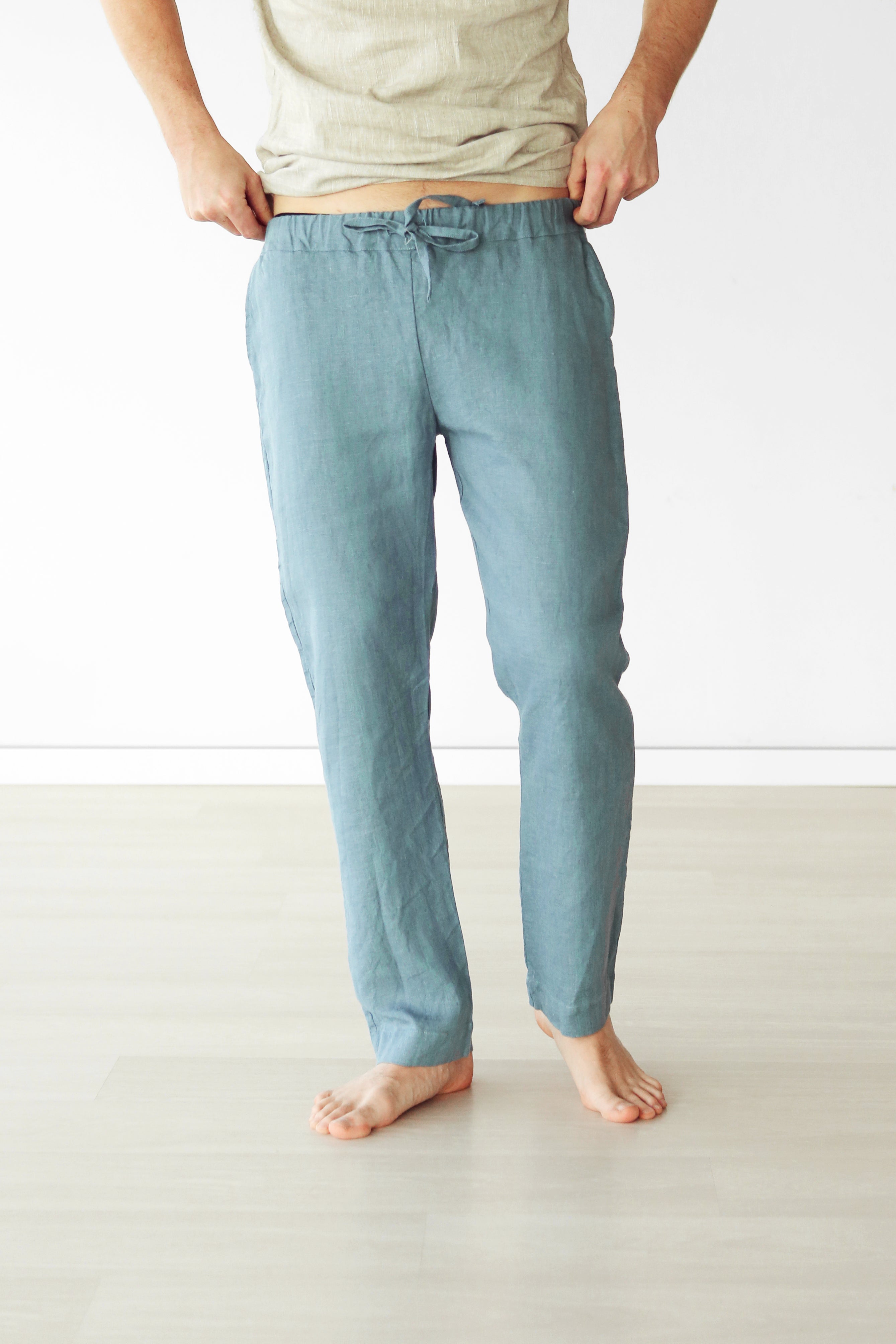 Men’s linen pants ASH in Blue grey