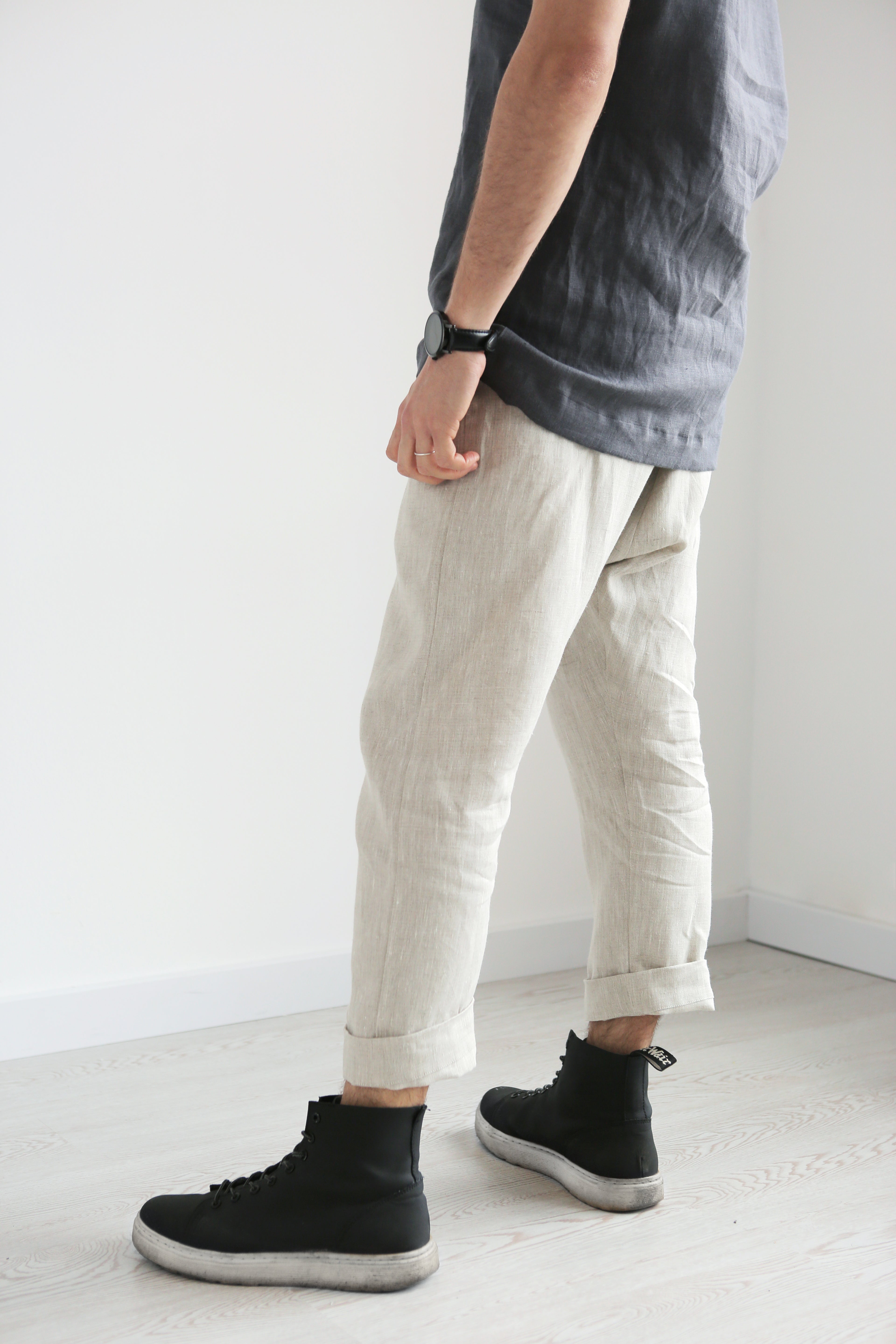 Men’s baggy linen pants HAWTHORN in Beige