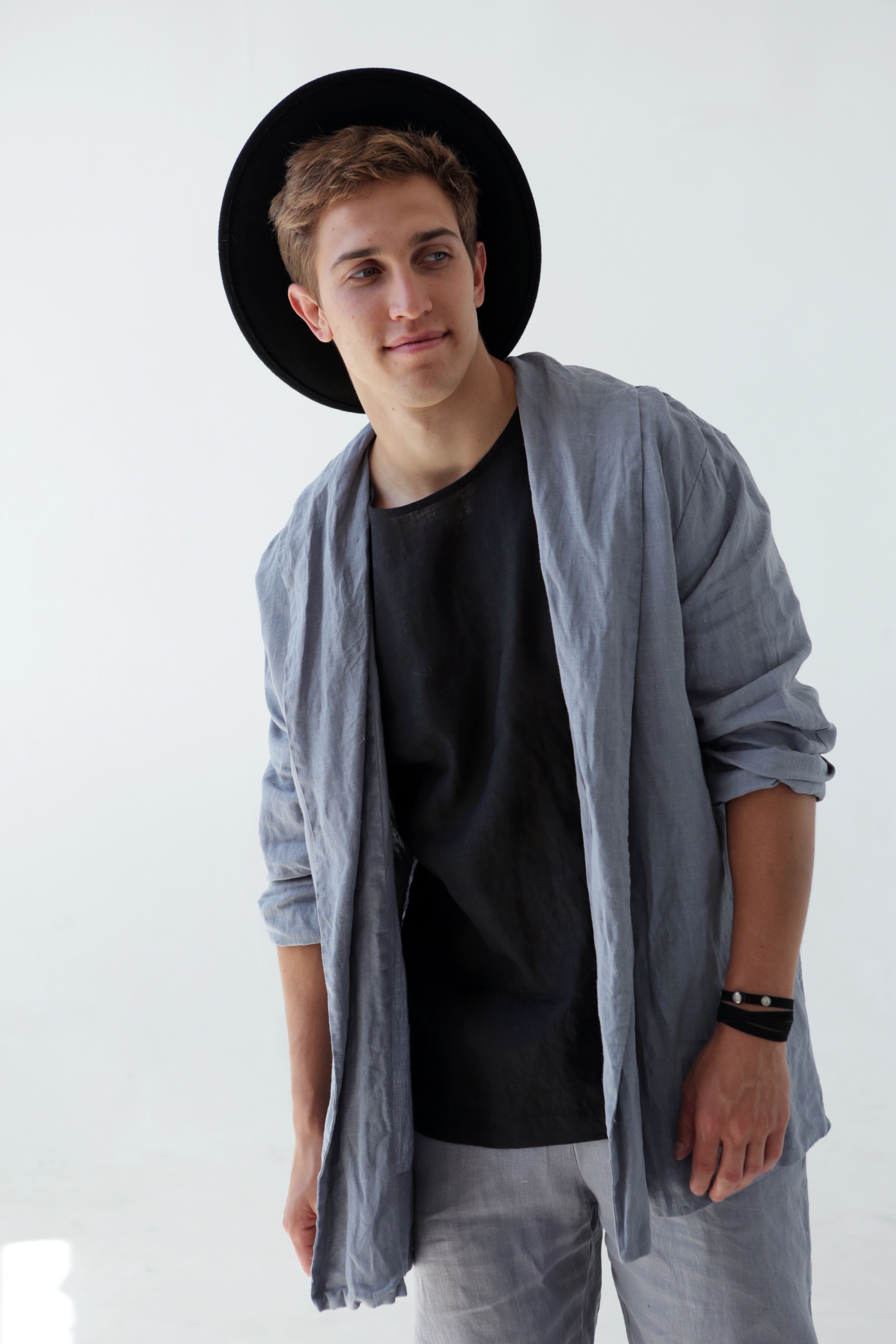 Men’s linen t-shirt LINDEN in Black