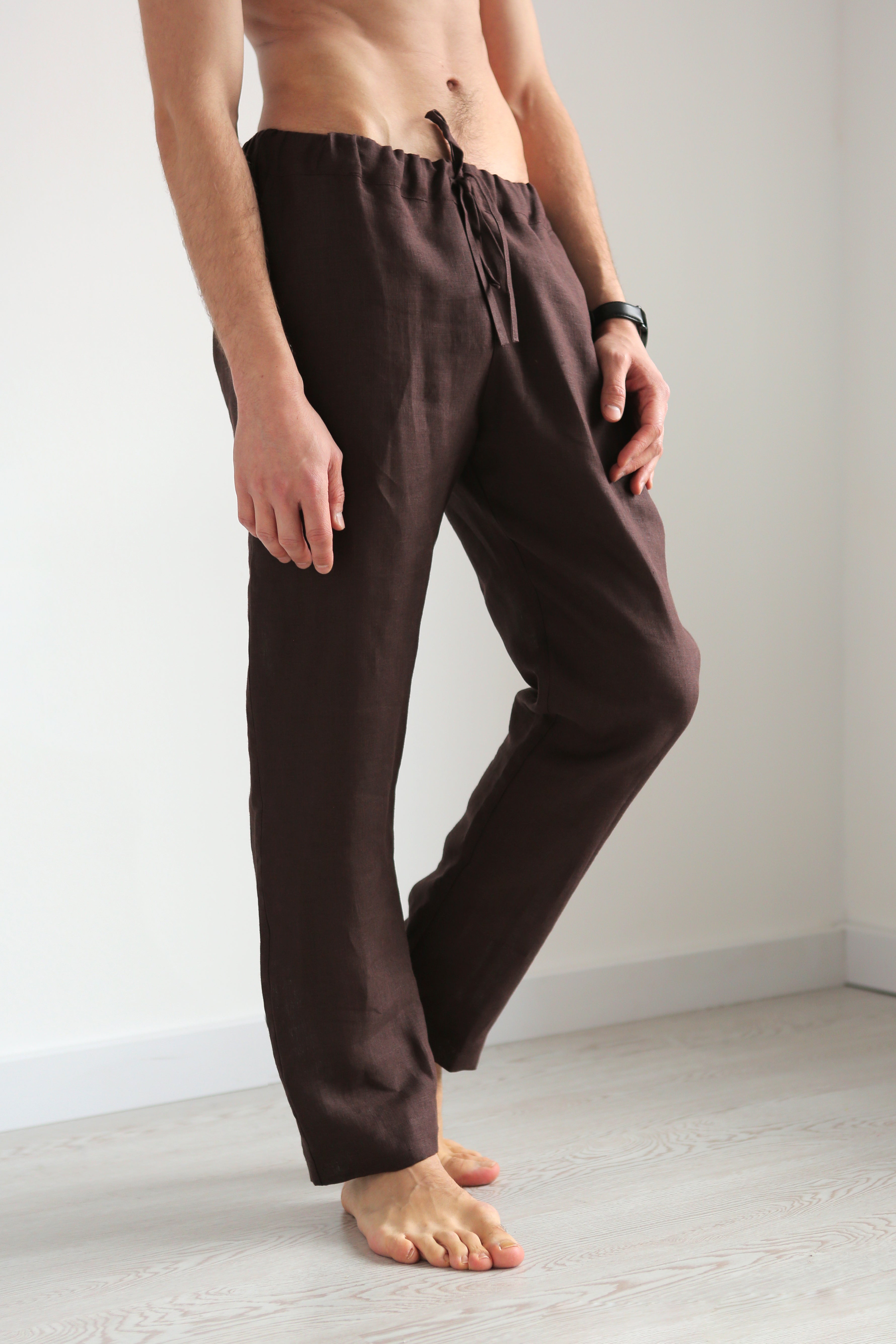 Men’s linen pants ASH in Brown