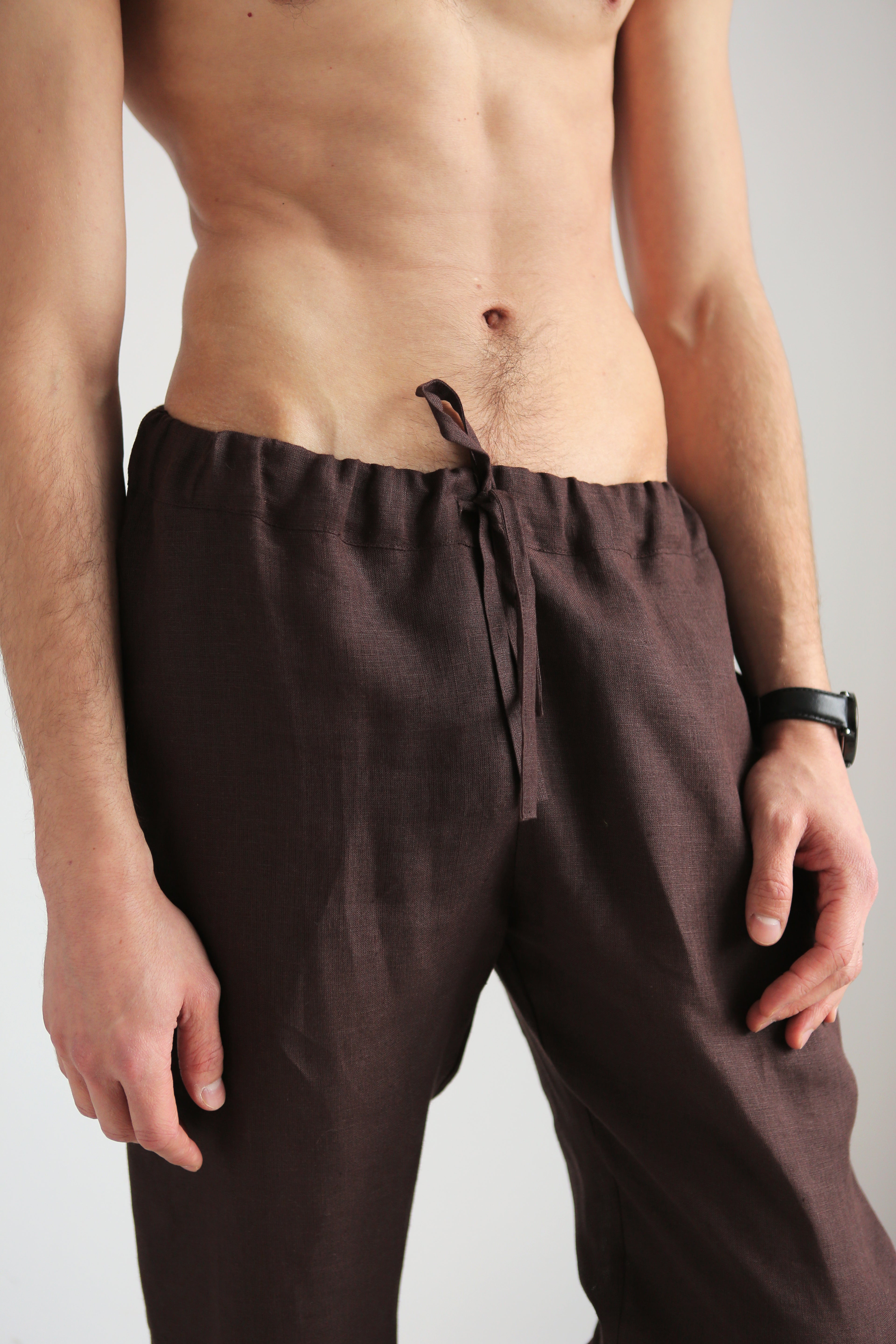 Men’s linen pants ASH in Brown