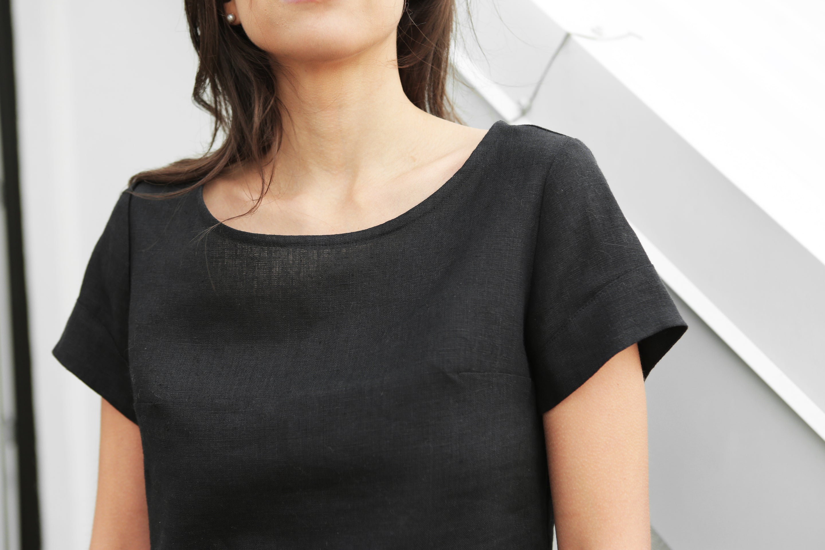 Women’s Linen T-Shirt Dress DAISY in Black