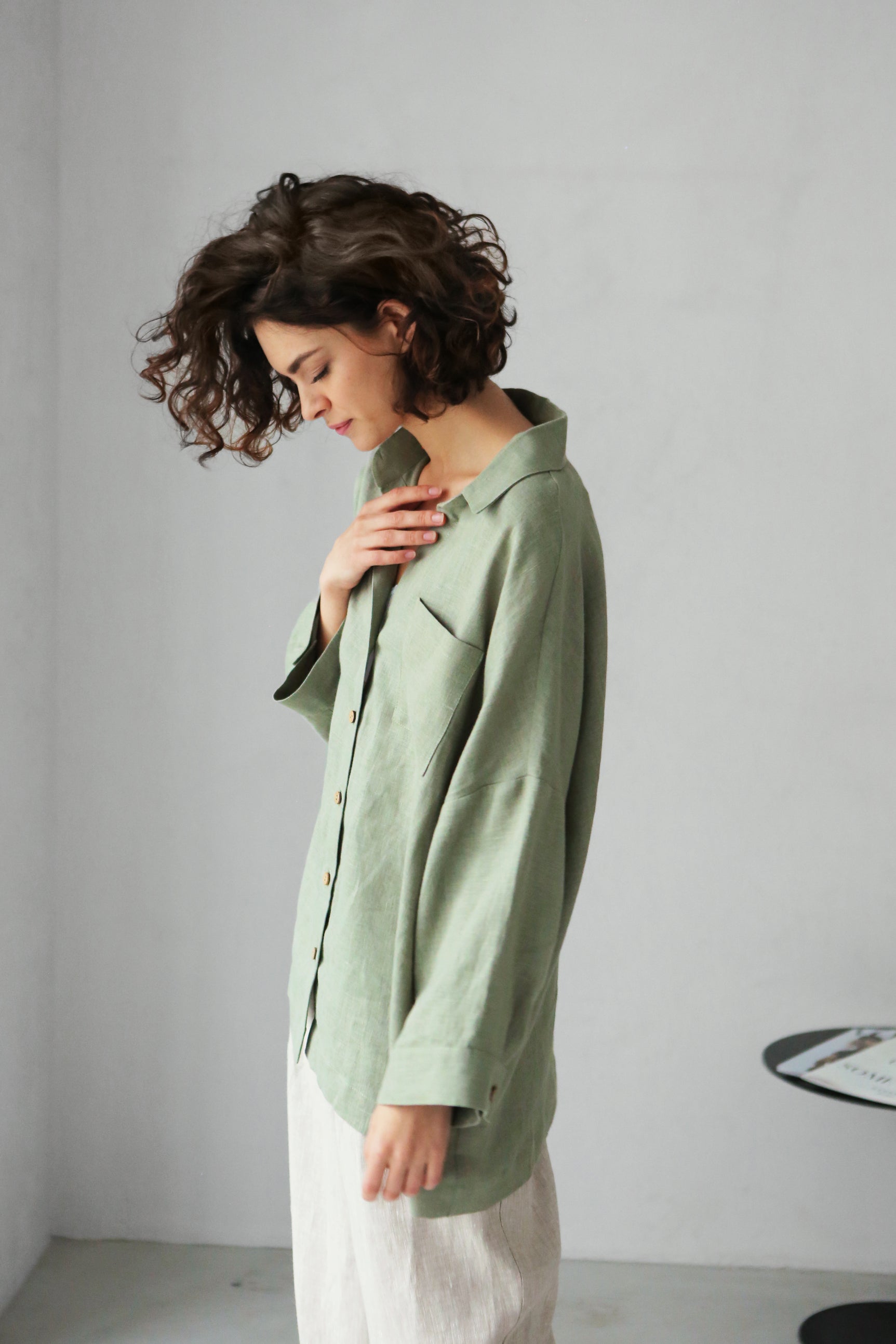 Women’s Linen Shirt FENNEL in Olive